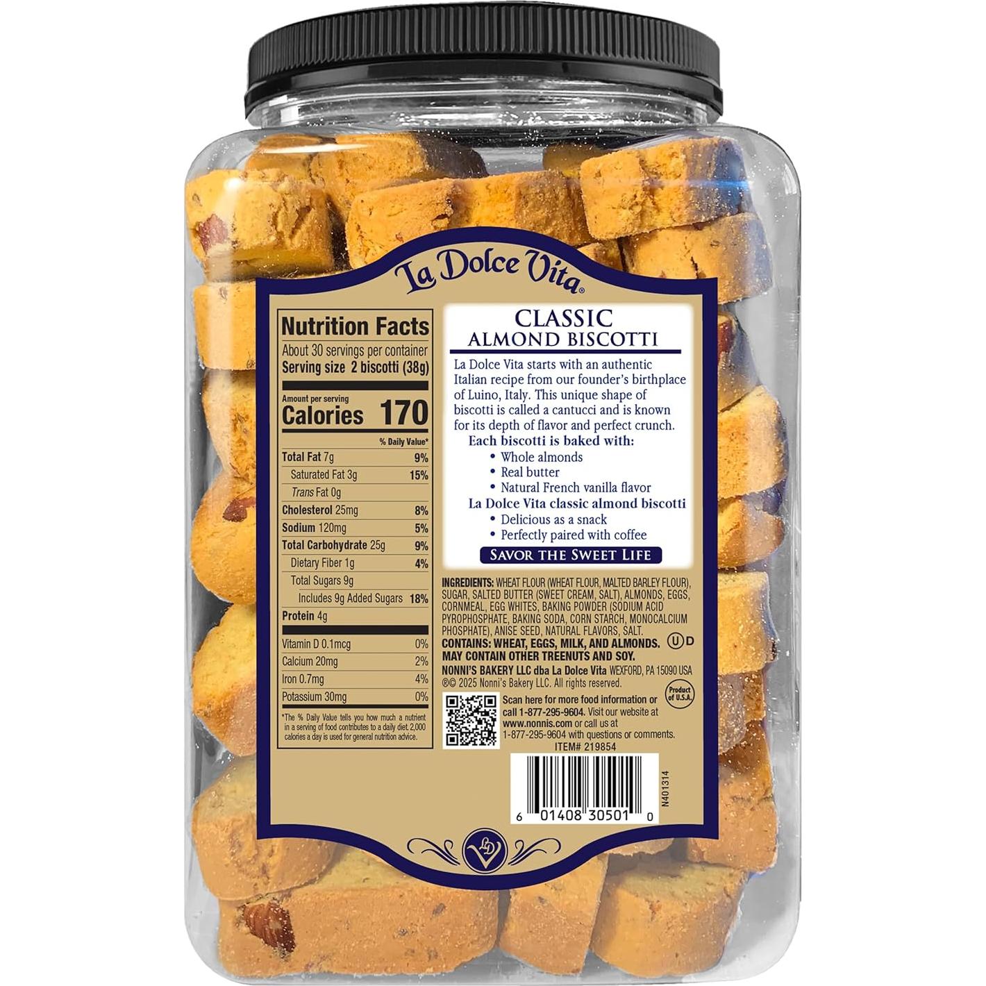 Galletas Biscotti Italianas La Dolce Vita Almendra 1134 g