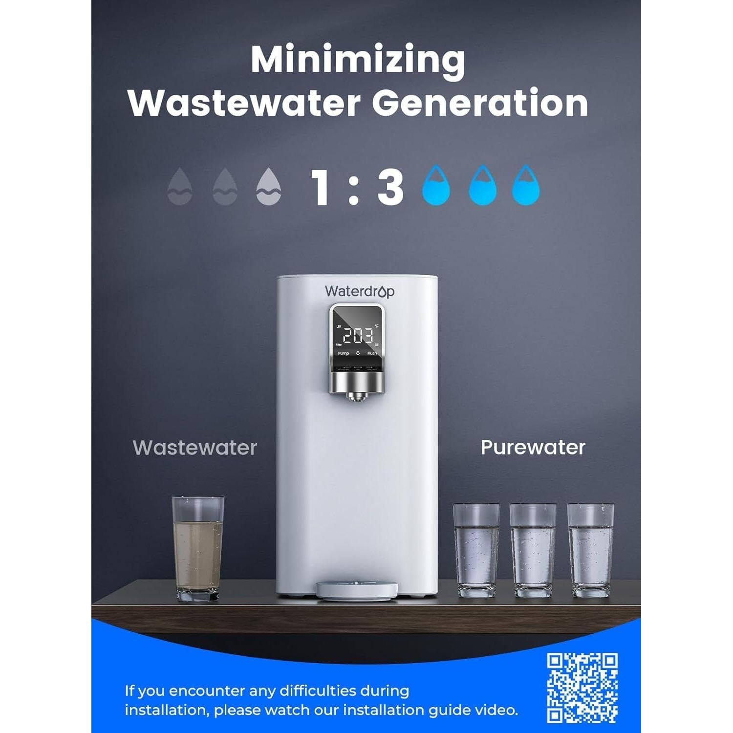 Sistema de Ósmosis Inversa Waterdrop K19-H 4 Temperaturas