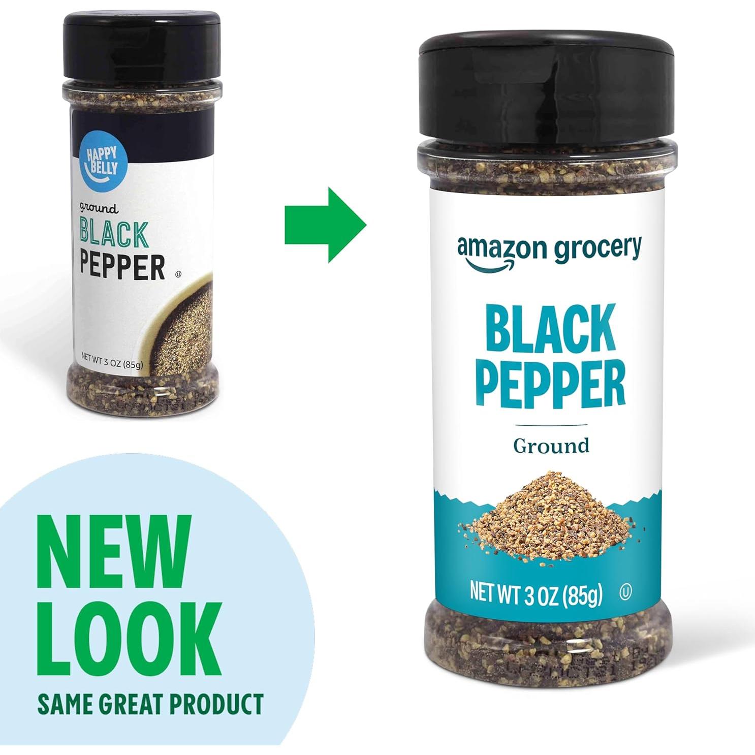 Amazon Grocery, Ground Black Pepper, 3 Oz (Previously Happy Belly, Packaging May Vary)