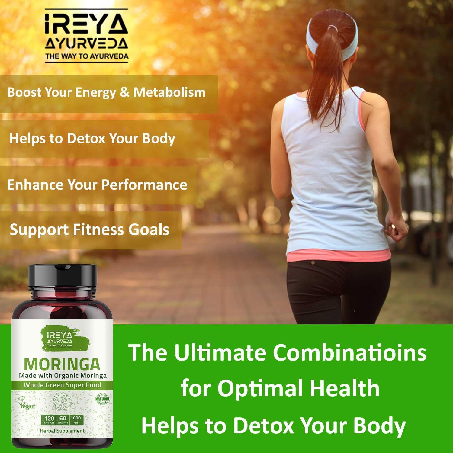 Cápsulas de Moringa Orgánica Ireya Ayurveda 1000 mg - 120 Unidades