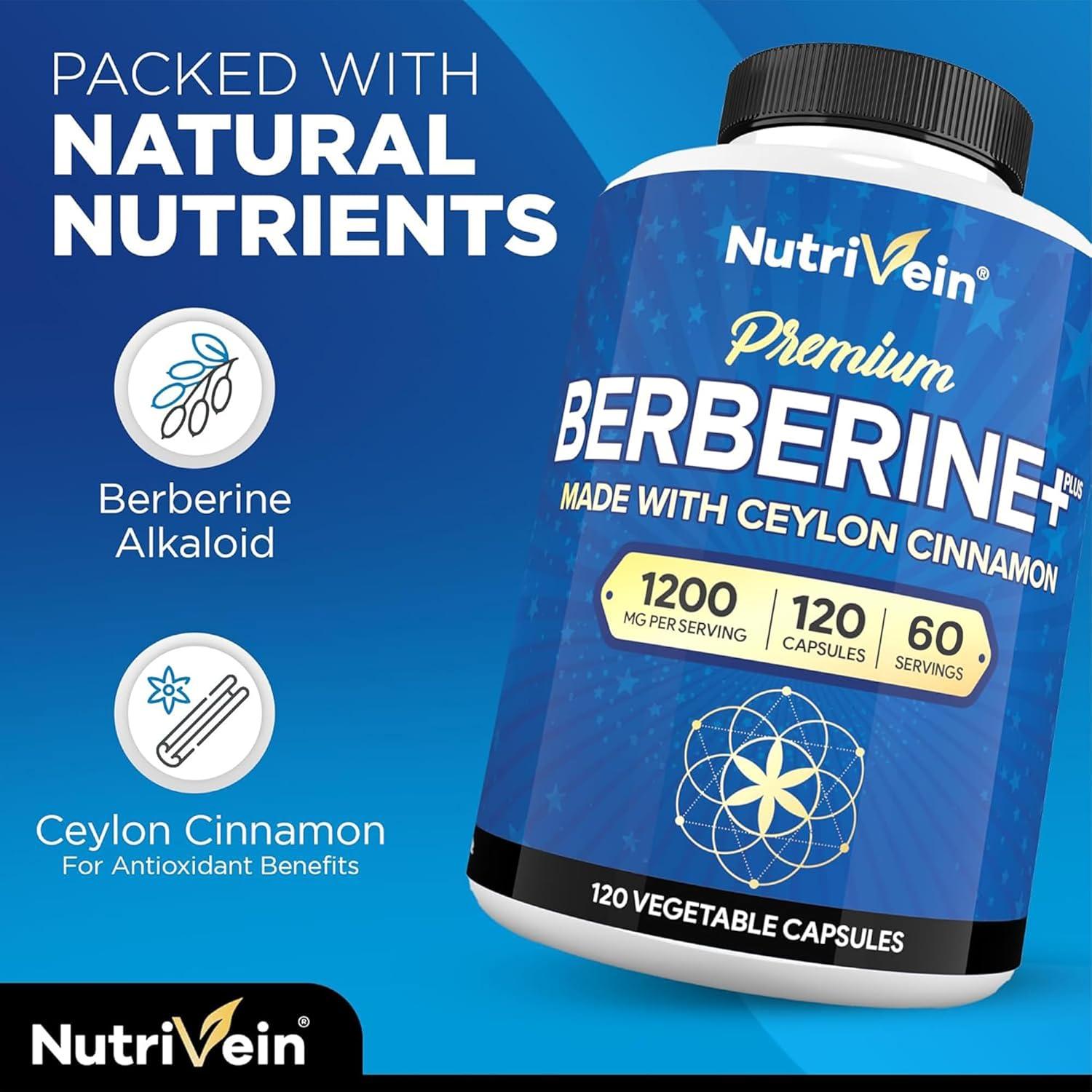 Nutrivein Berberina 1200 mg con Canela de Ceilán - 120 Cápsulas