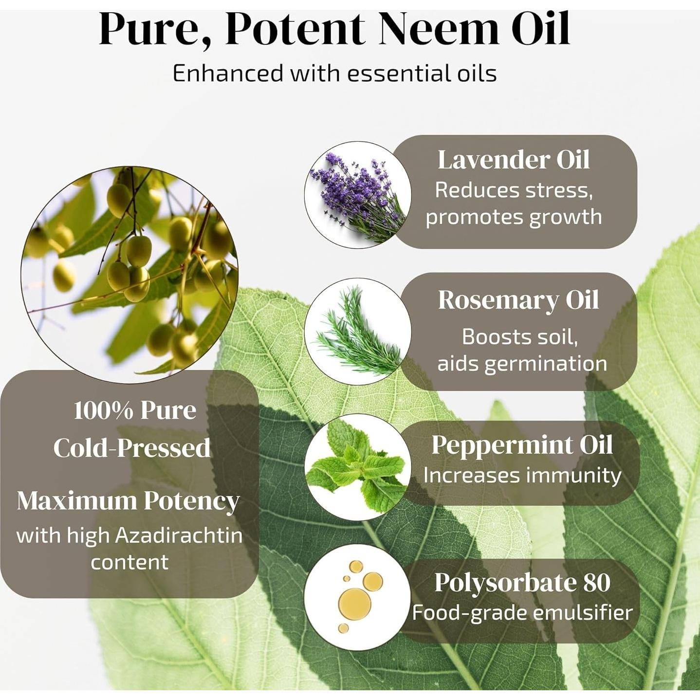 Aceite de Neem para Plantas 80 ml con Aceites Esenciales