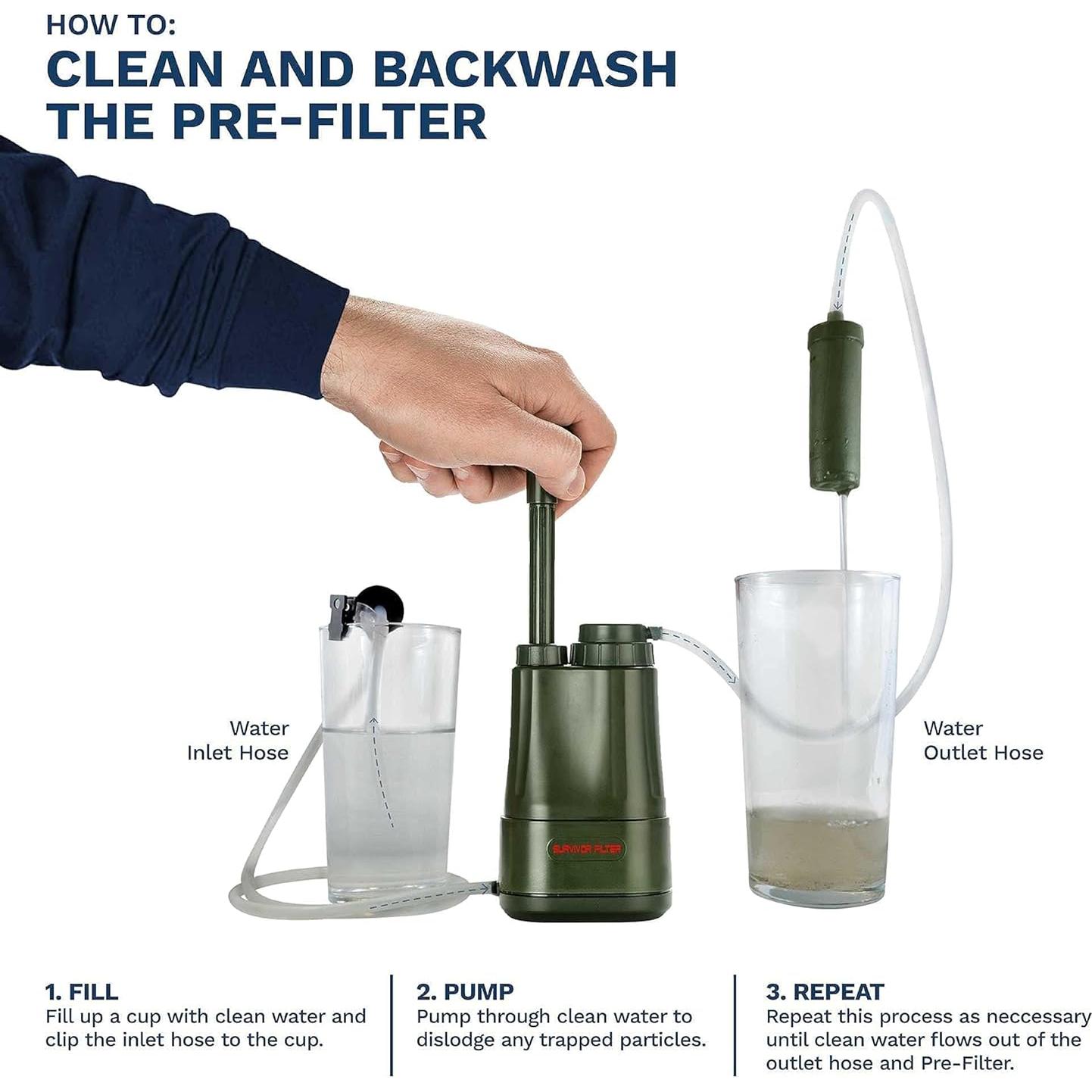 Filtro de Agua Survivor Filter PRO con Bomba y Filtros Extra