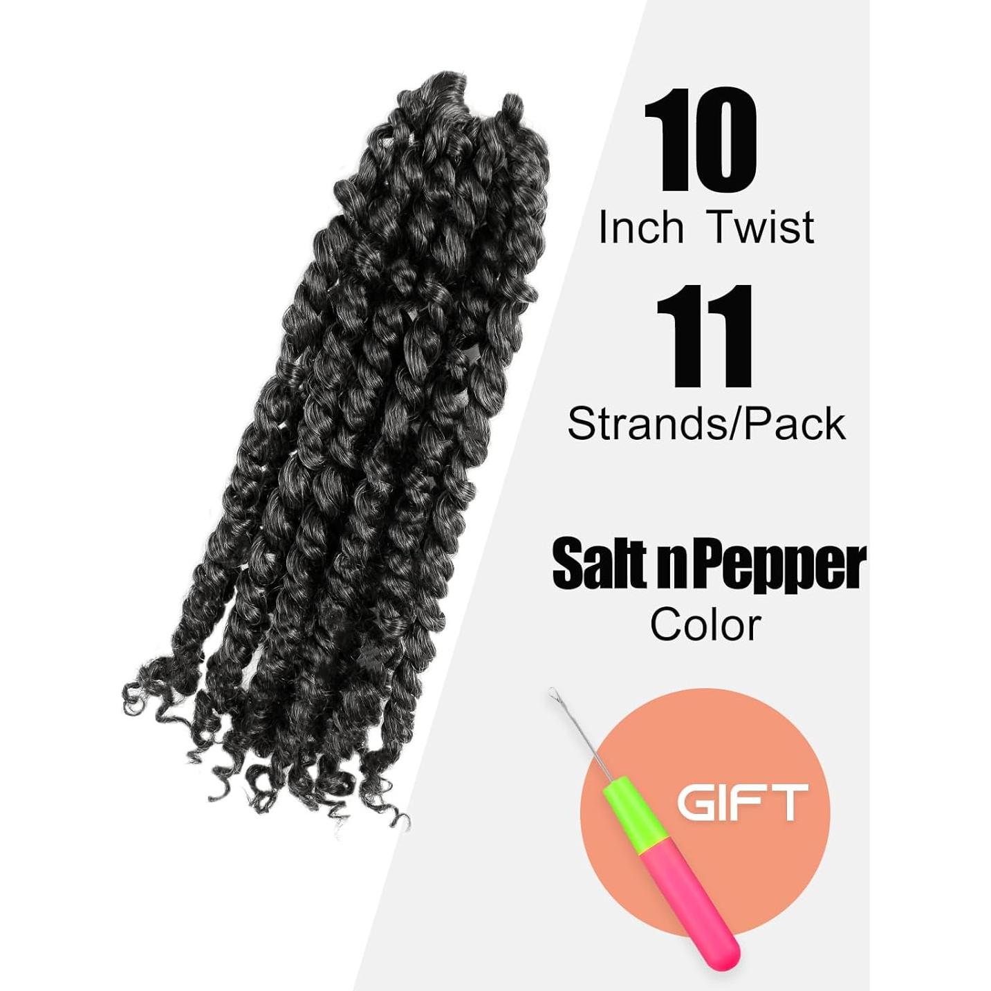 Cabello Twist de Pasión KAVSORAPI 25 cm Sal y Pimienta 8 Paquetes