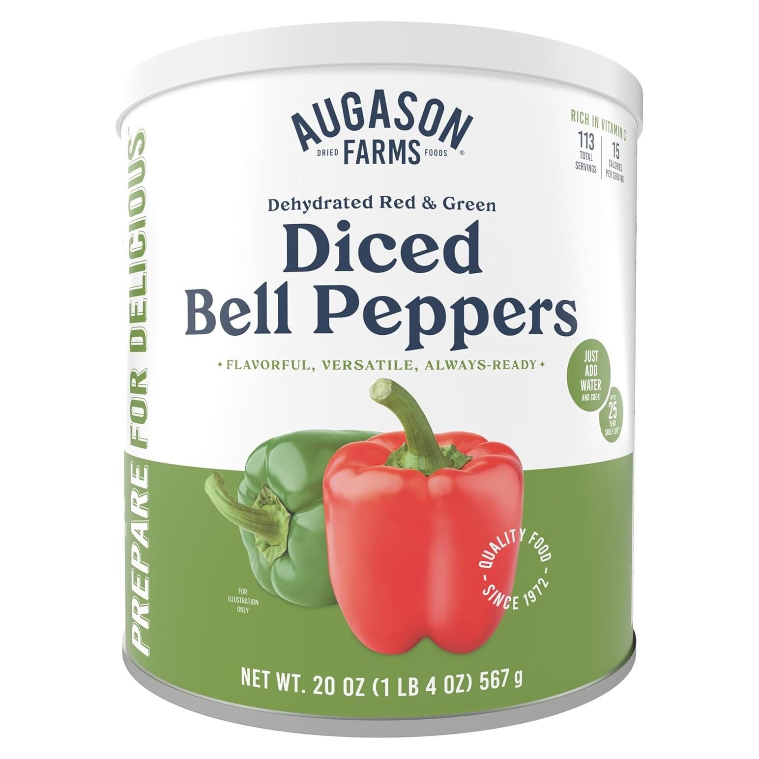 Pimientos Rojos y Verdes Deshidratados Augason Farms 567g