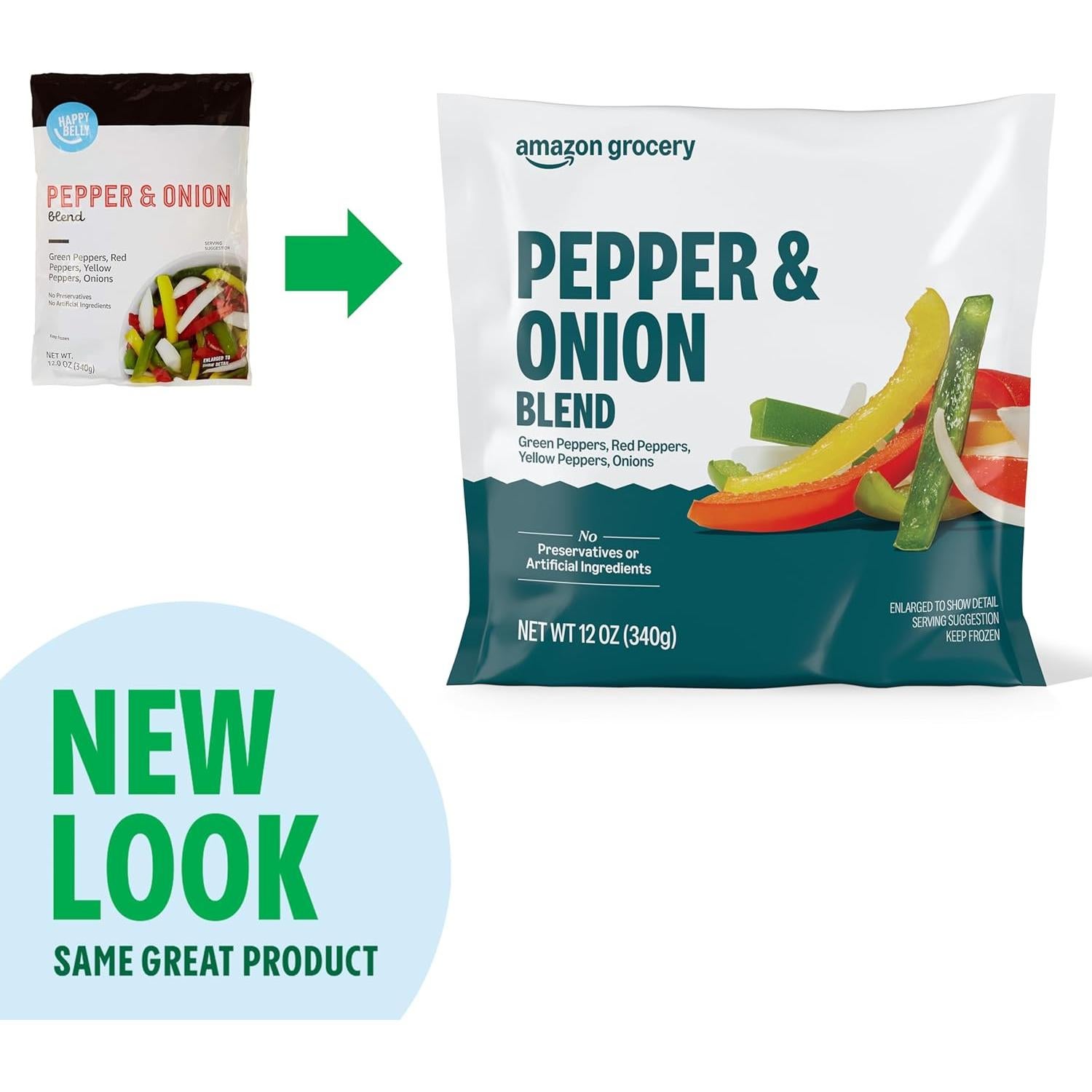 Amazon Grocery, Pepper & Onion Blend, 12 Oz, Frozen (Previously Happy Belly, Packaging May Vary)