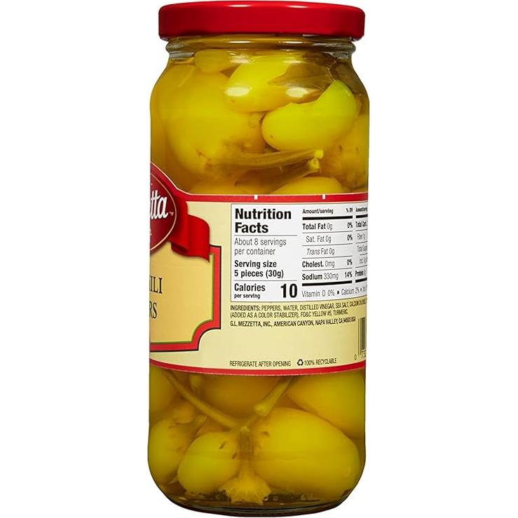 Pimientos Picantes Mezzetta 6 Tarros de 450g Sin Gluten Keto