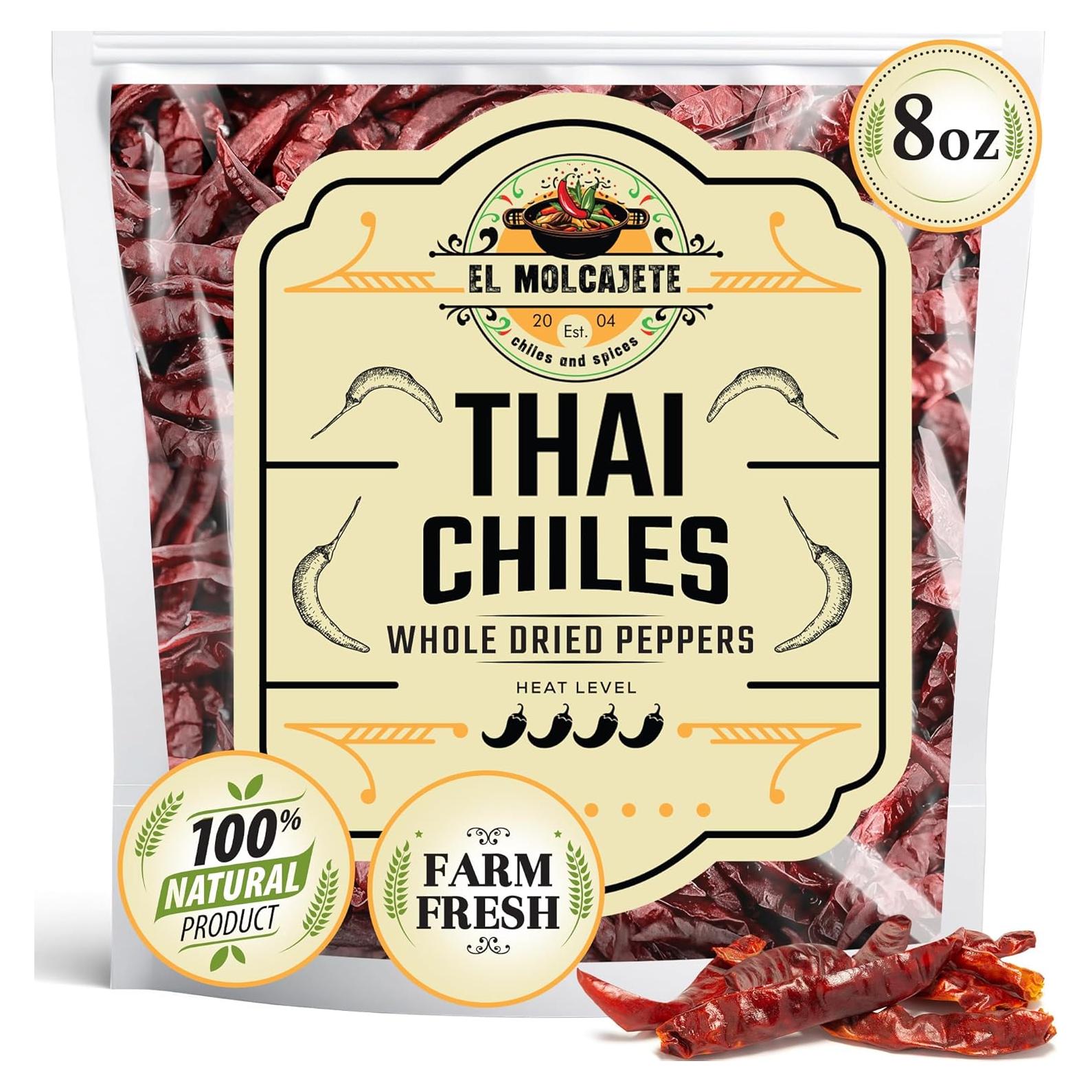 Pimientos Chiles Rojos Tailandeses Secos 227 g - El Molcajete