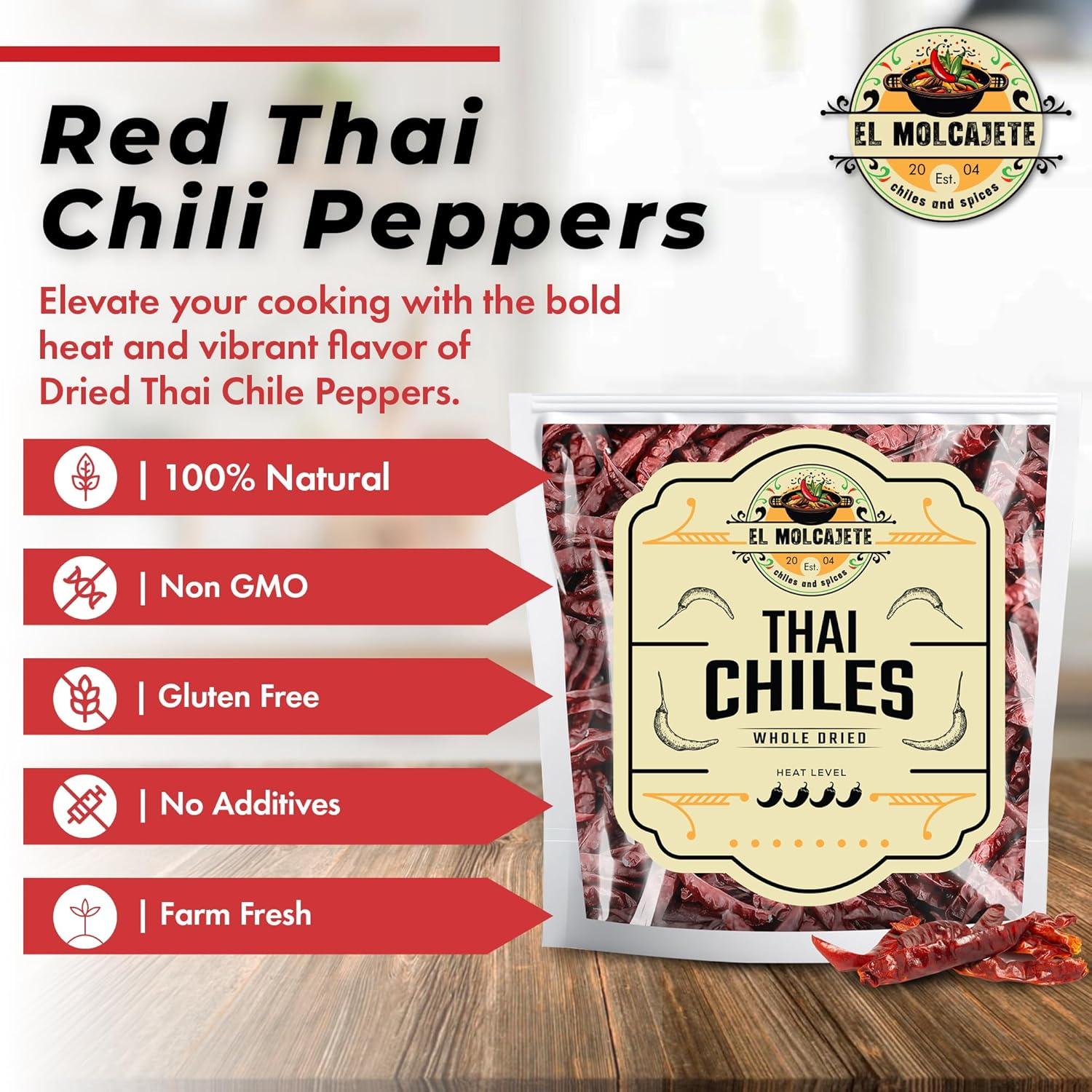 Pimientos Chiles Rojos Tailandeses Secos 227 g - El Molcajete