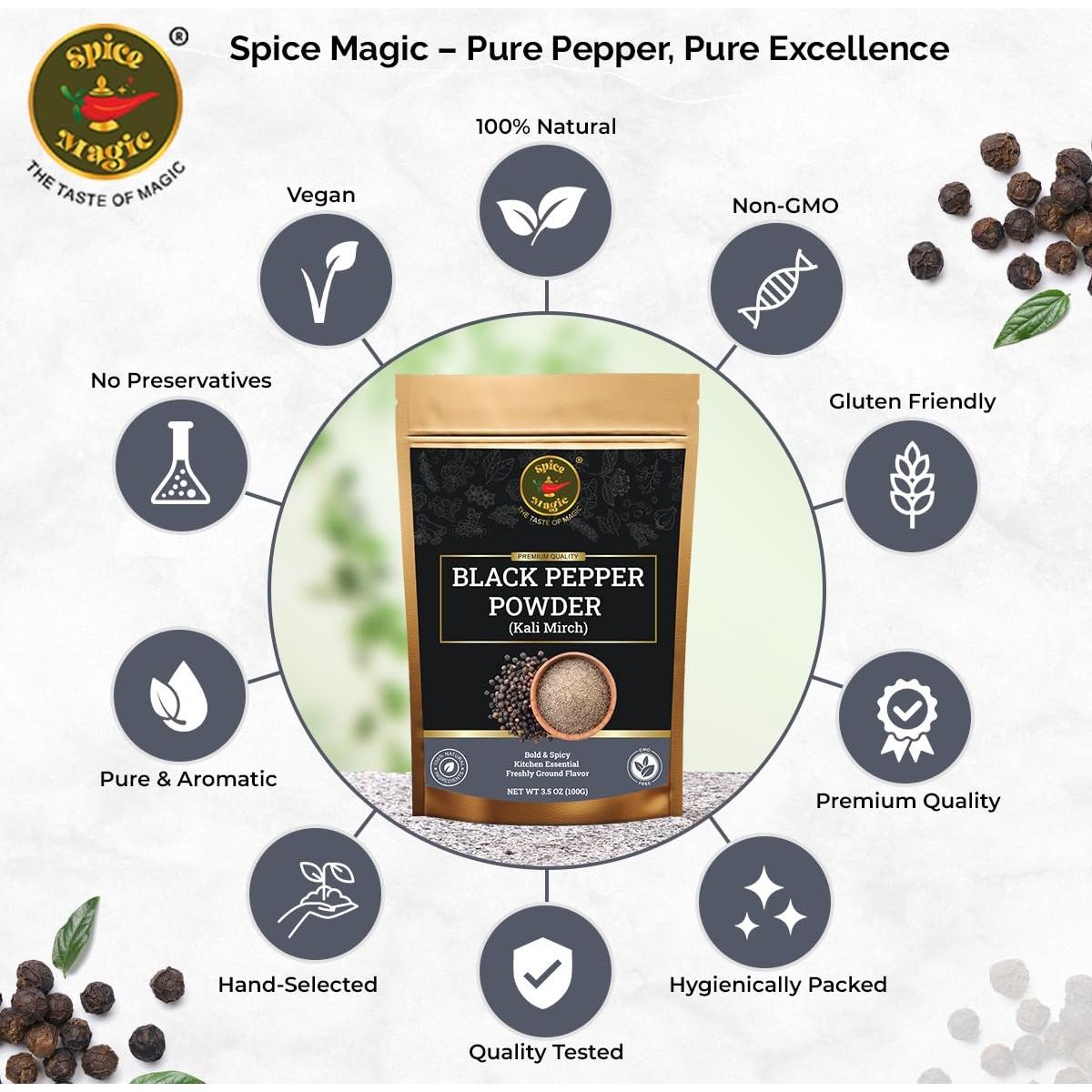 Polvo de Pimienta Negra Spice Magic - 100 g - Sabor Audaz