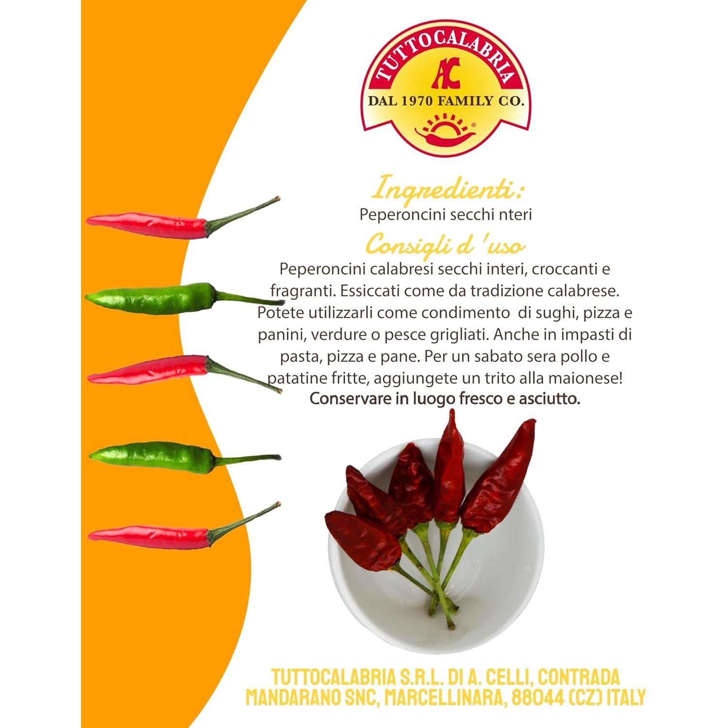 Pimientos Chiles Calabreses Secos TUTTOCALABRIA 20g