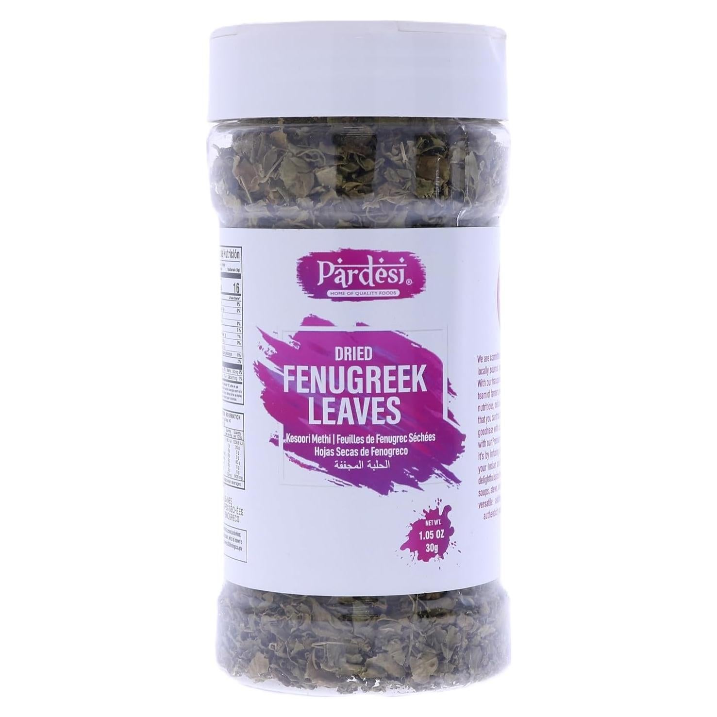 Hojas de Fenogreco Pardesi Secas 30g - Calidad Premium Vegano