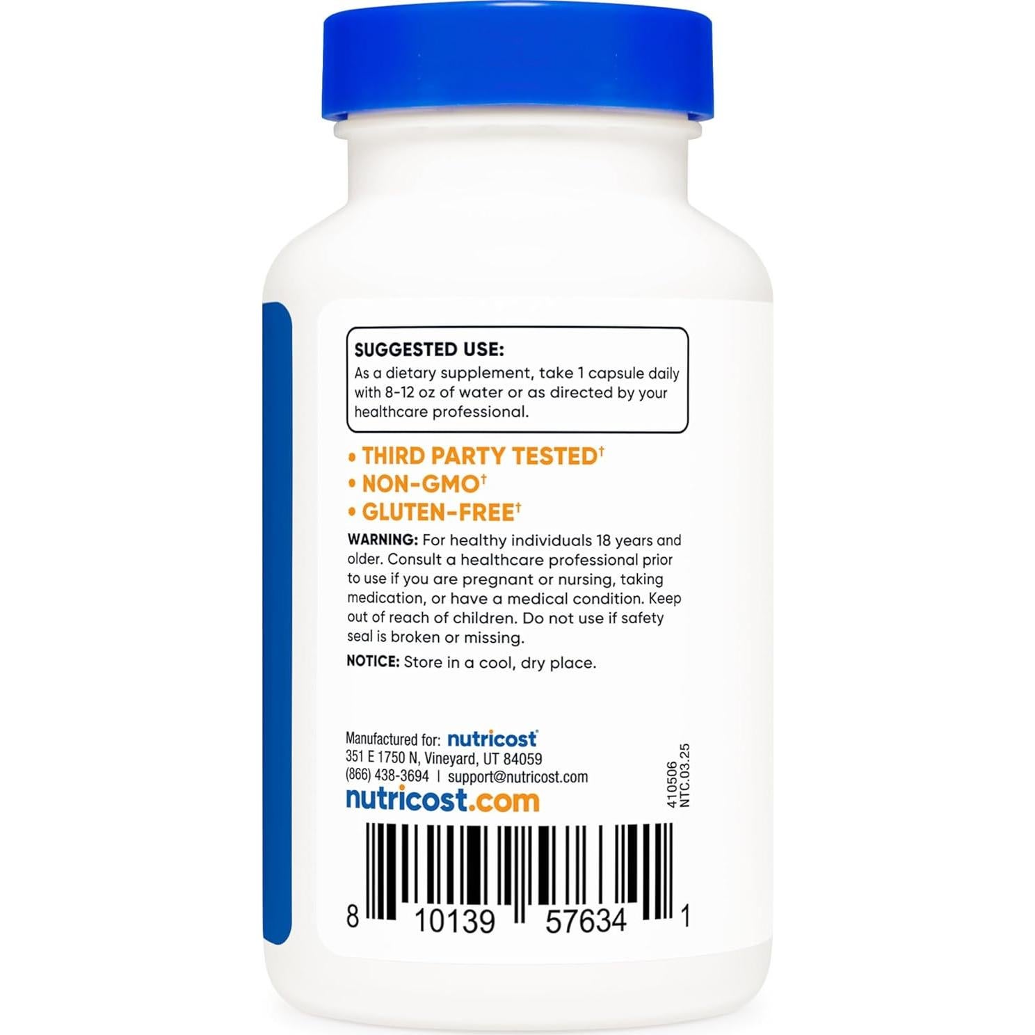 Suplemento Vegano de Trébol Rojo Nutricost 120 Cápsulas 5000 mg