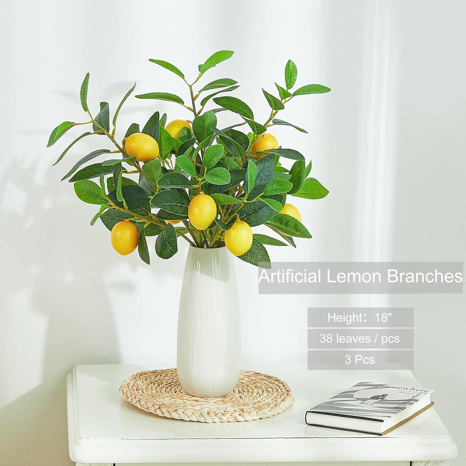Ramas de Limón Artificiales Heleze - 3 Pcs 45.72 cm Decoración