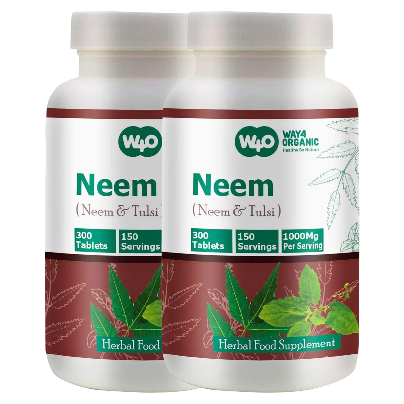 Tabletas de Neem y Tulsi Genius Nature, 300 Pastillas, 1000 mg