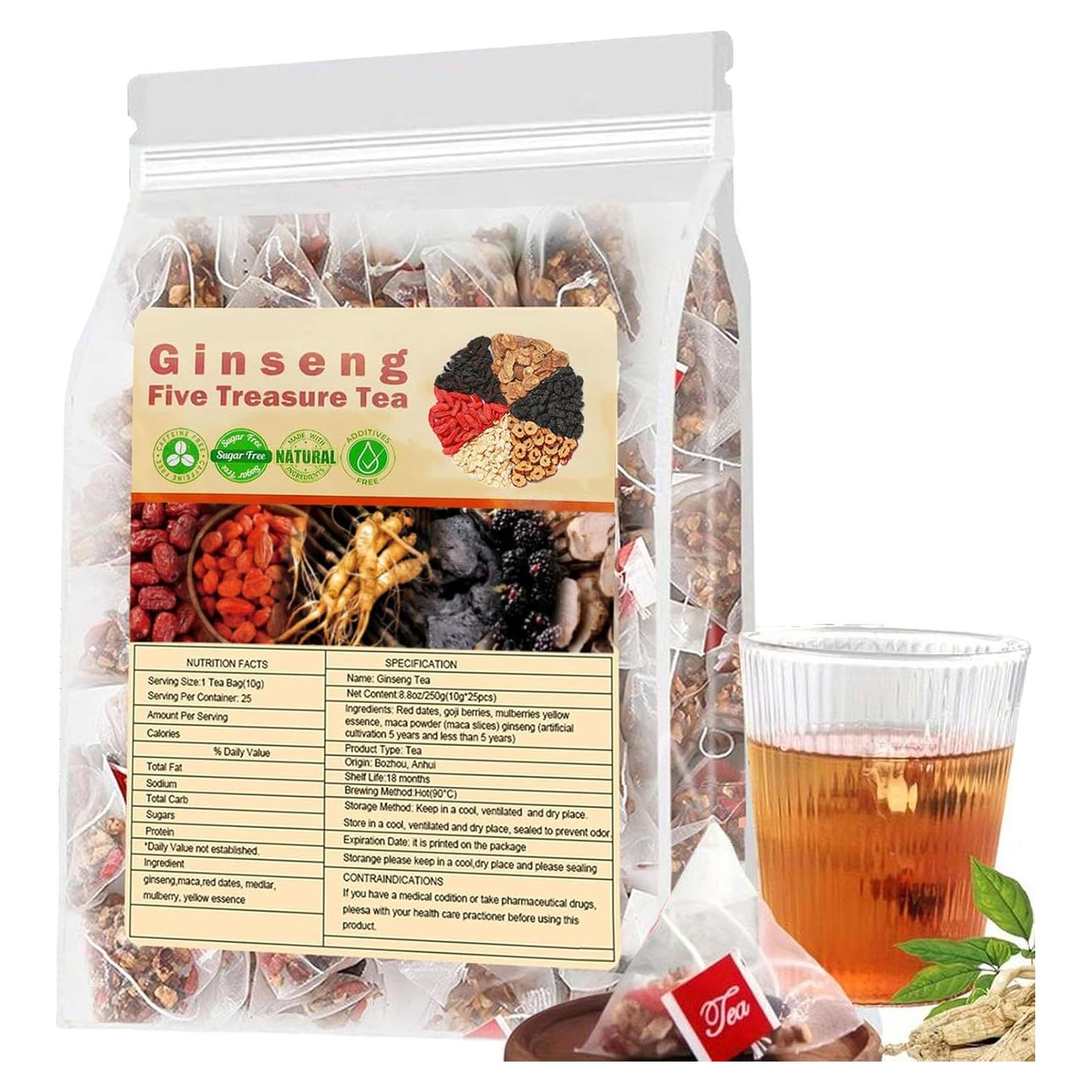 Té Ginseng Cinco Tesoros Qiuumey - 25 Bolsas 249g