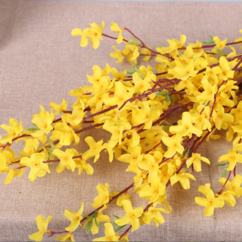 Flores Artificiales de Forsitia OUKEYI - 5 Pcs 94 cm Amarillo