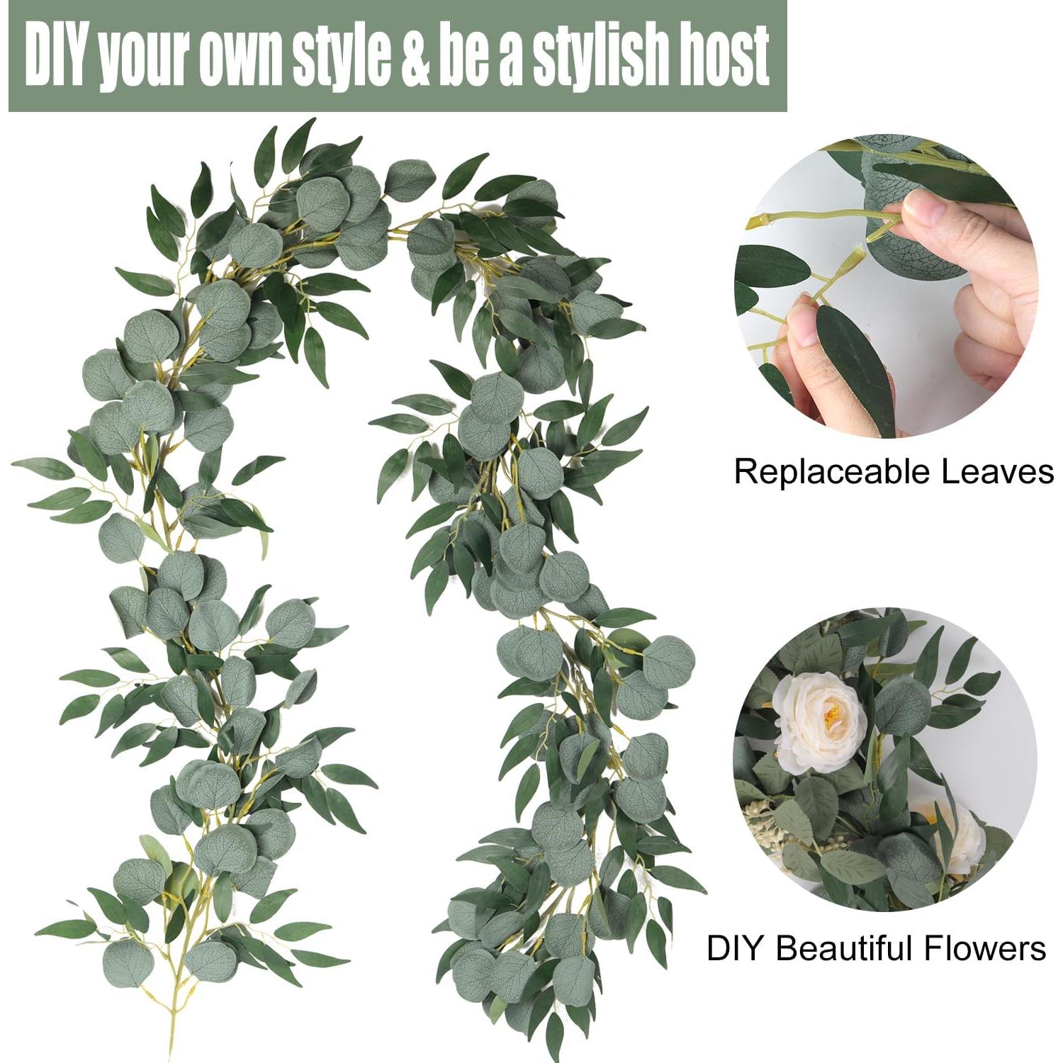 Guirnalda Artificial Eucalipto RECUTMS 2Pack 1.83m Decoración