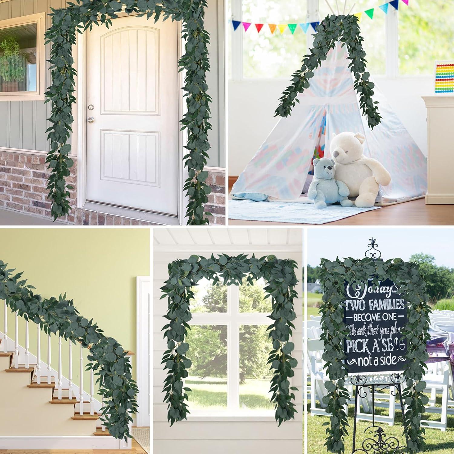 Guirnalda Artificial Eucalipto RECUTMS 2Pack 1.83m Decoración