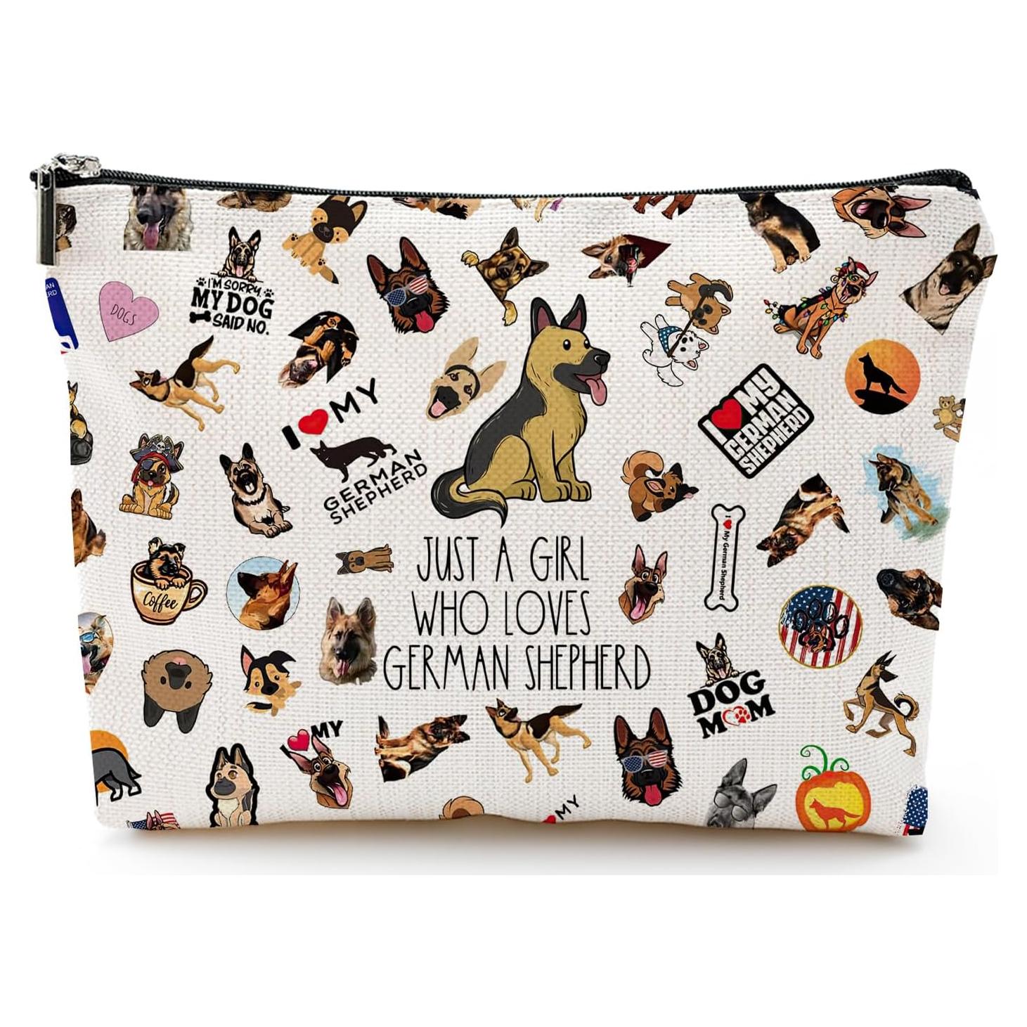 Bolsa Cosmética Pastor Alemán NONETH 25x17 cm Lino Impermeable