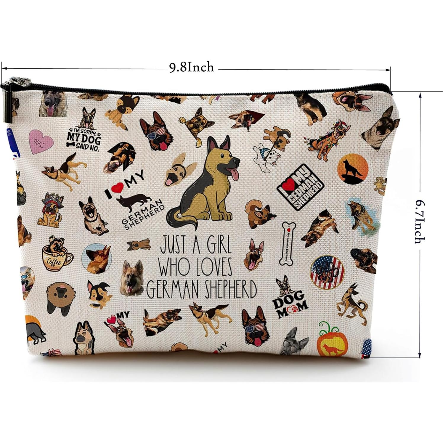 Bolsa Cosmética Pastor Alemán NONETH 25x17 cm Lino Impermeable