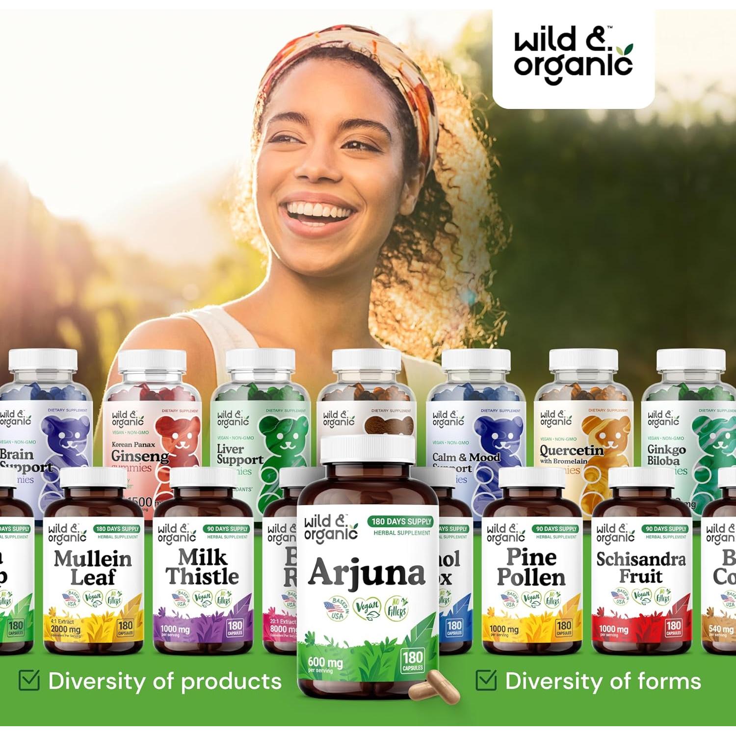 Cápsulas de Arjuna Silvestre y Orgánico - 180 Unidades - Vegano