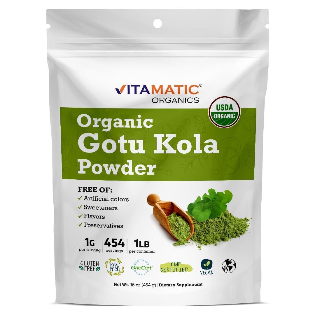 Polvo de Gotu Kola Orgánico Vitamatic 450g - Soporte Cerebral