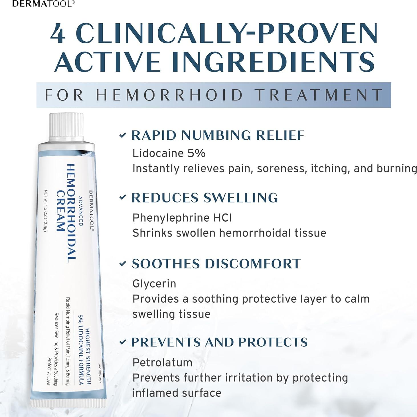 Crema Avanzada para Hemorroides DERMATOOL 5% Lidocaína 42g
