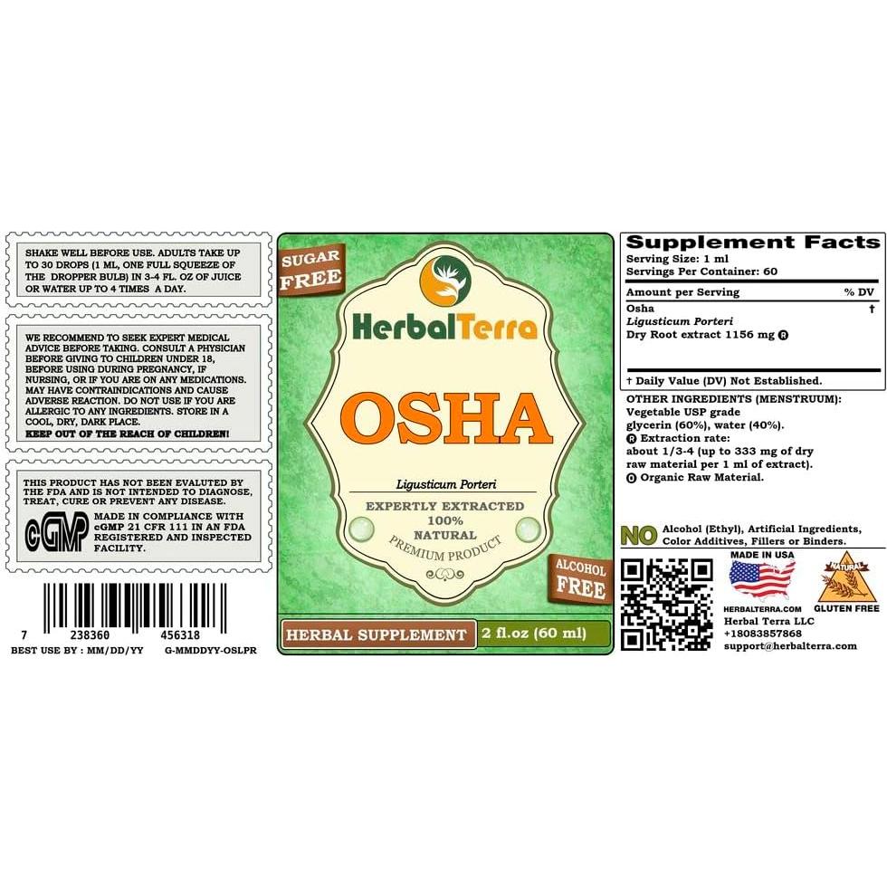 Extracto Líquido de Osha Sin Alcohol Herbal Terra 60 ml