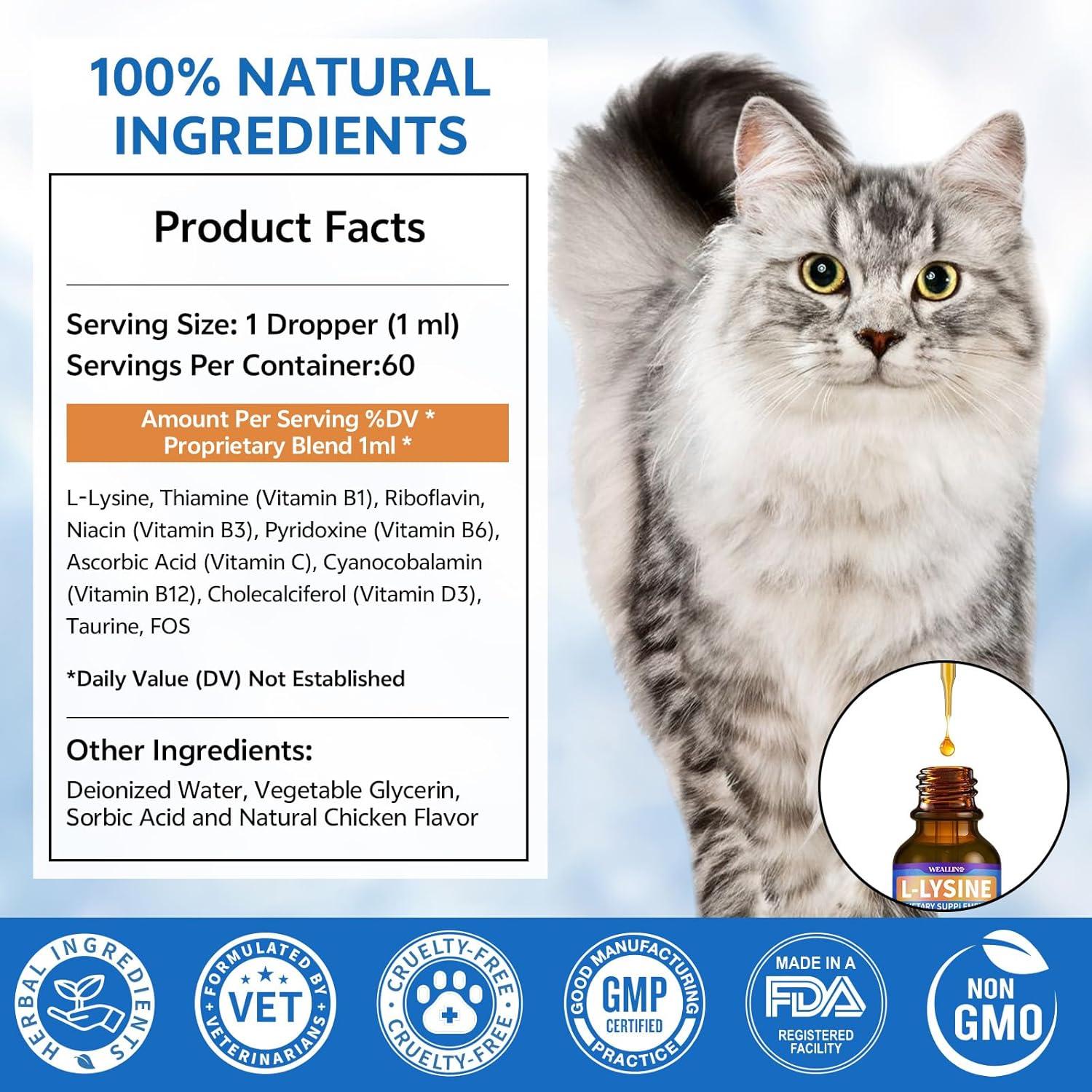 Suplemento L-Lisina WEALLIN para Gatos 60 ml - Inmunidad y Respiración