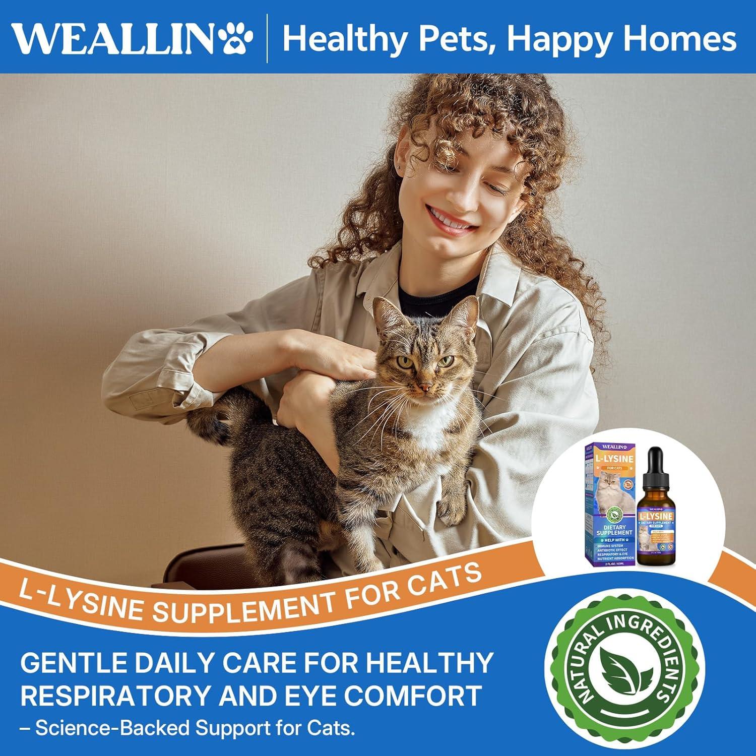 Suplemento L-Lisina WEALLIN para Gatos 60 ml - Inmunidad y Respiración