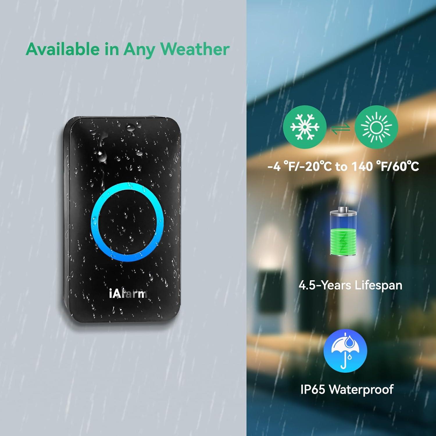 Timbre Inalámbrico iAlarm DB-02-B 60 Tonos 300m Alcance