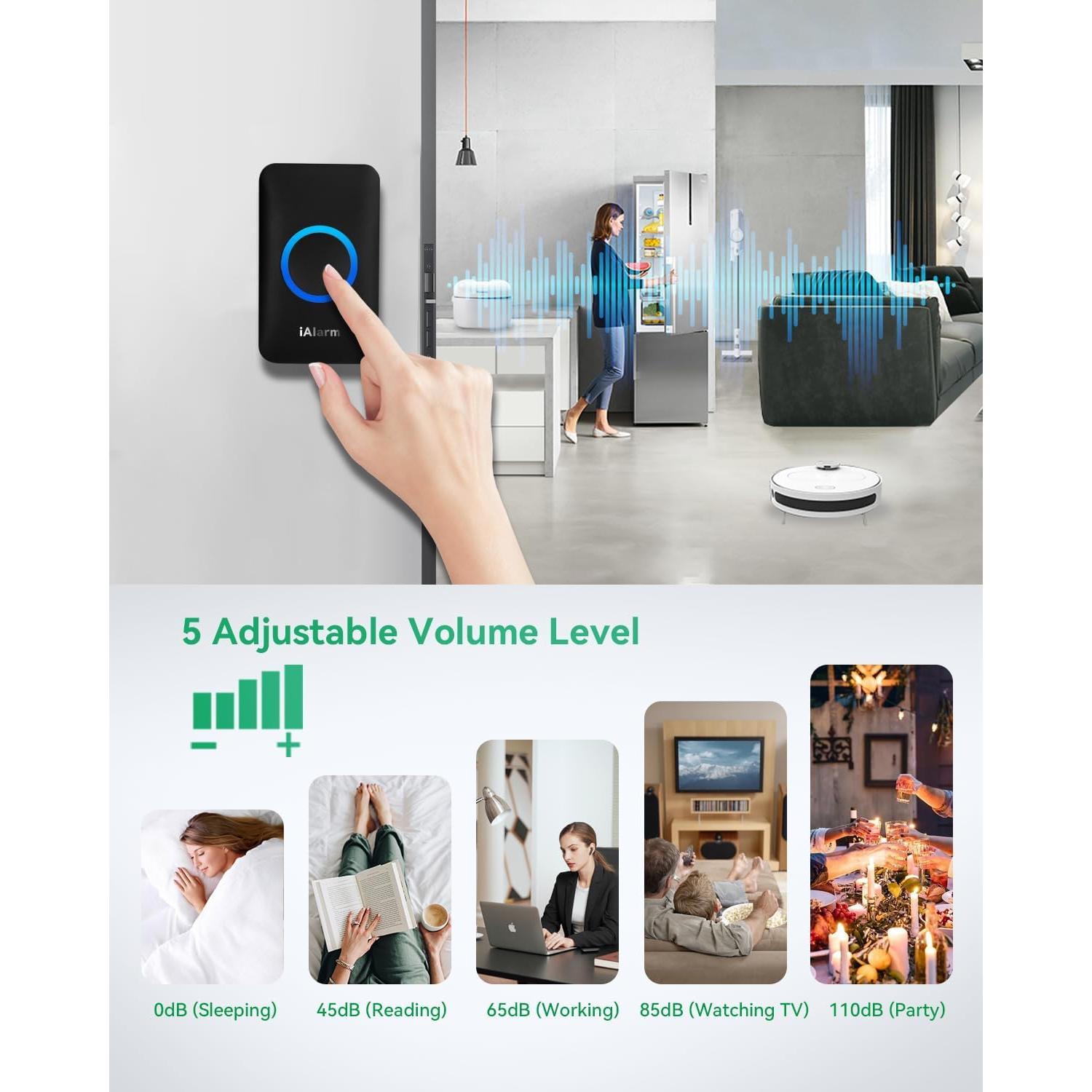 Timbre Inalámbrico iAlarm DB-02-B 60 Tonos 300m Alcance