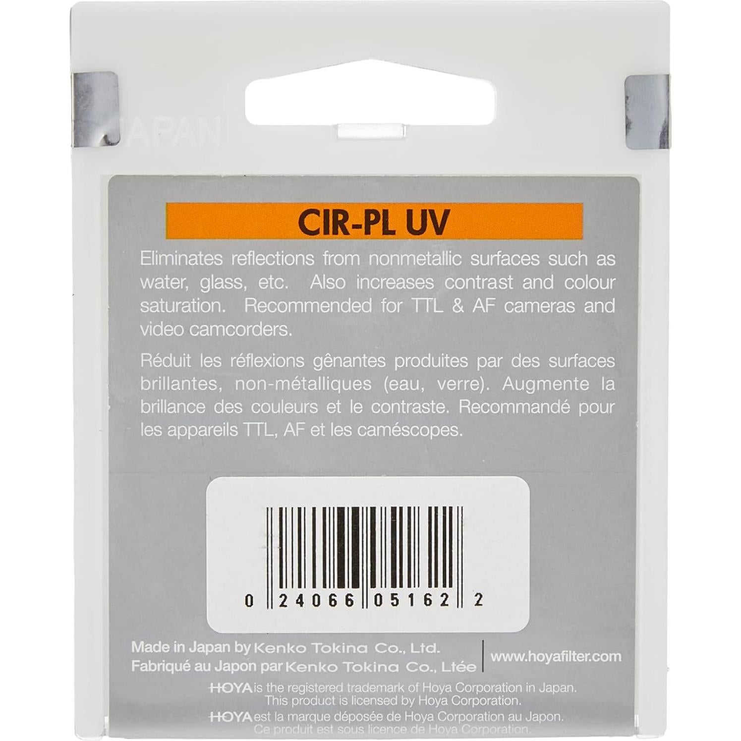Filtro Polarizador Circular Hoya HRT 49mm con UV y Alta Transparencia
