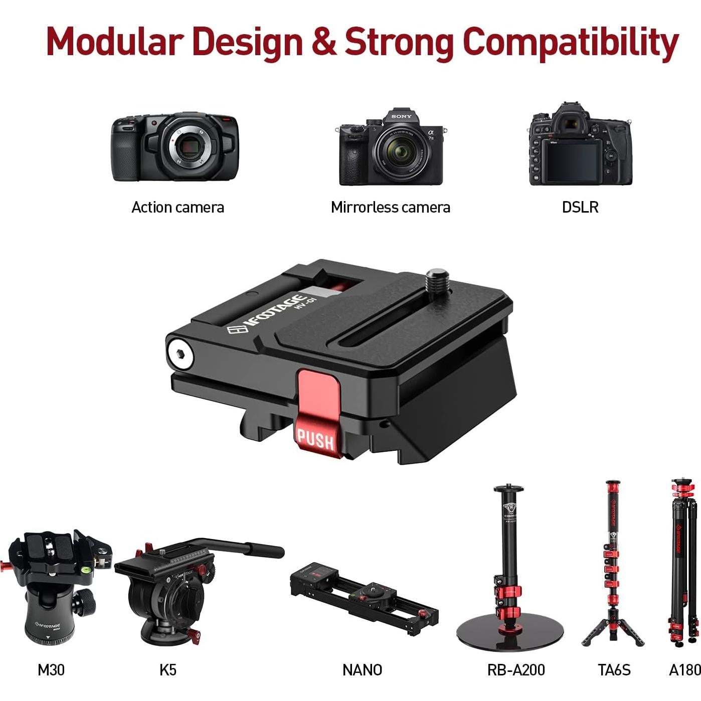 Placa QR Soporte de Cámara IFOOTAGE HV-01 5kg Plegable