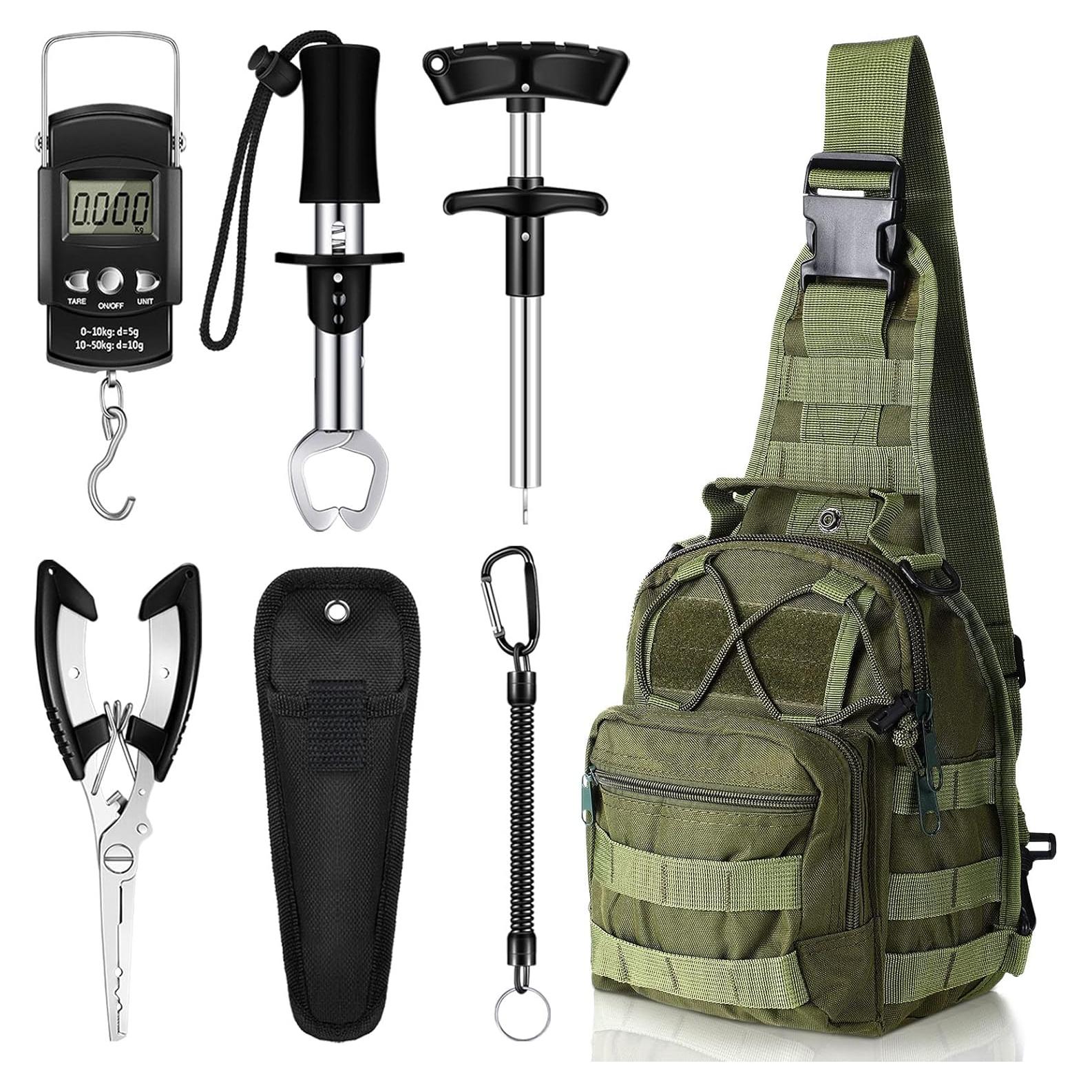 Mochila de Pesca Hungdao 7 Pcs con Herramientas y Pinzas