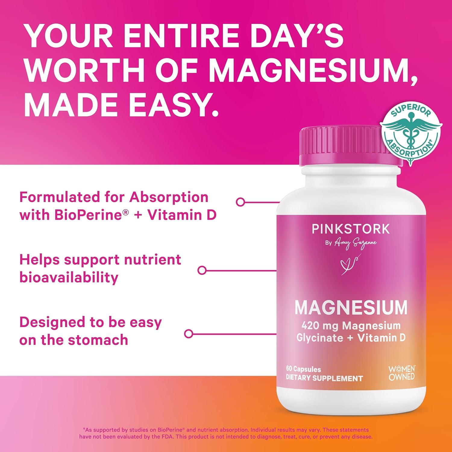 Suplemento de Magnesio Glicinato Pink Stork 60 Cápsulas