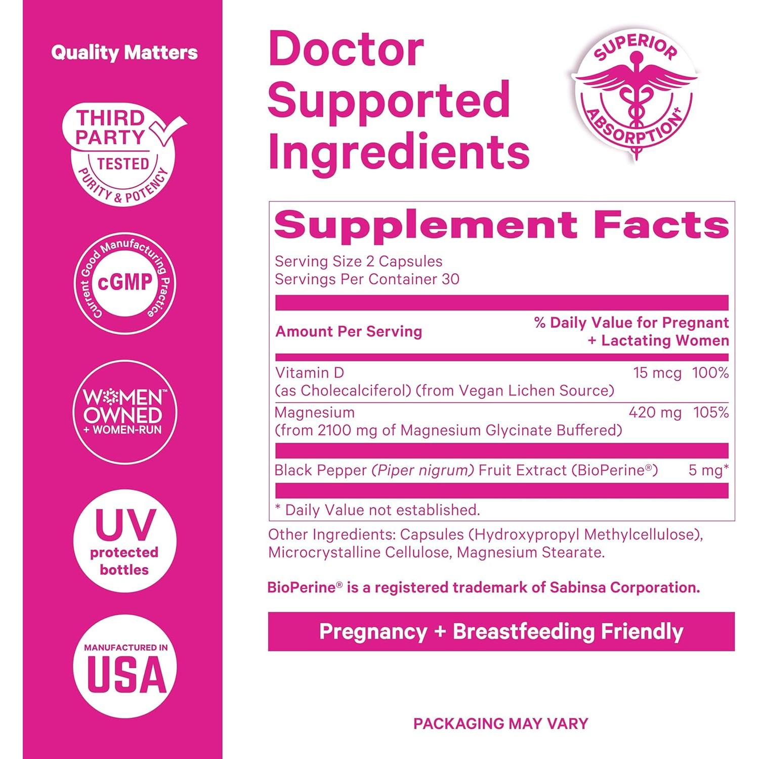 Suplemento de Magnesio Glicinato Pink Stork 60 Cápsulas