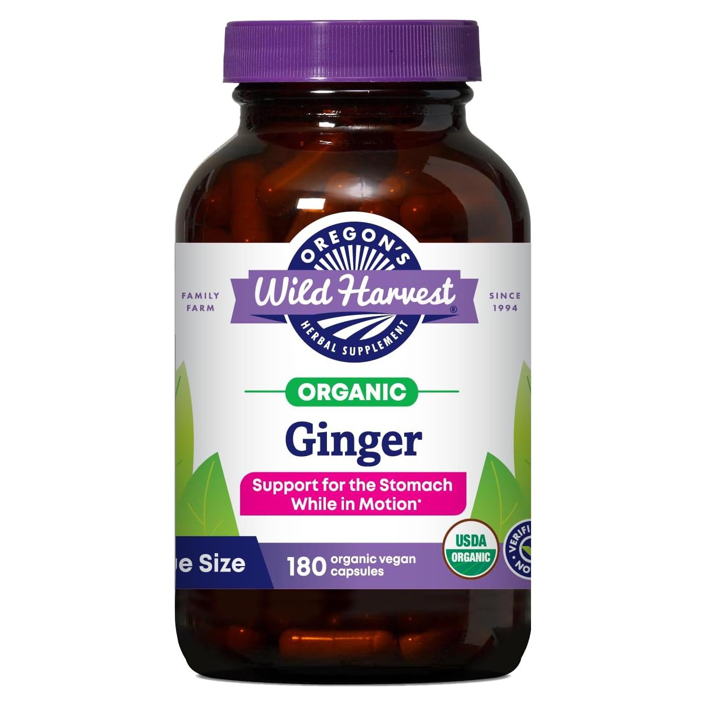 Suplemento de Jengibre Oregon's Wild Harvest 180 Cápsulas Veganas