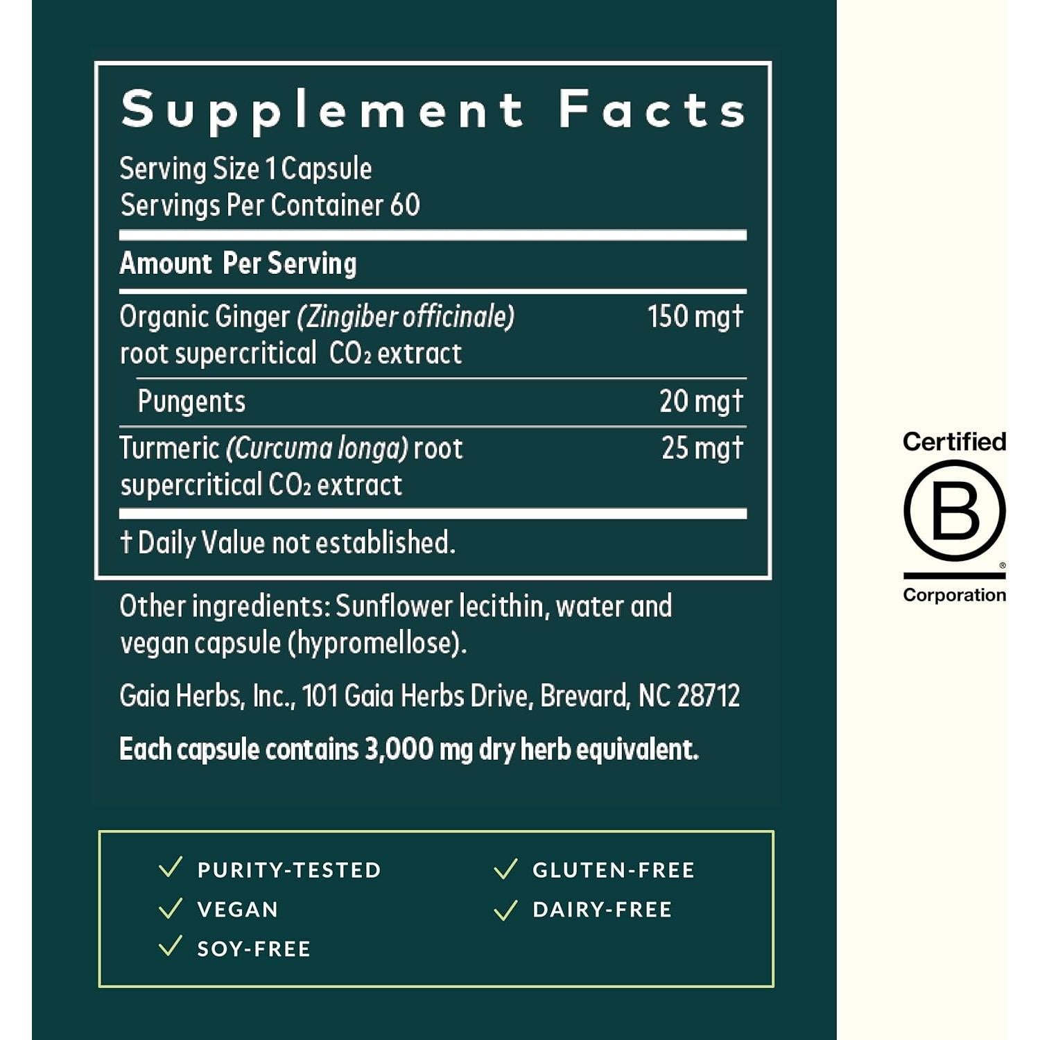 Suplemento Digestivo Gaia Herbs Jengibre Supremo 60 Cápsulas