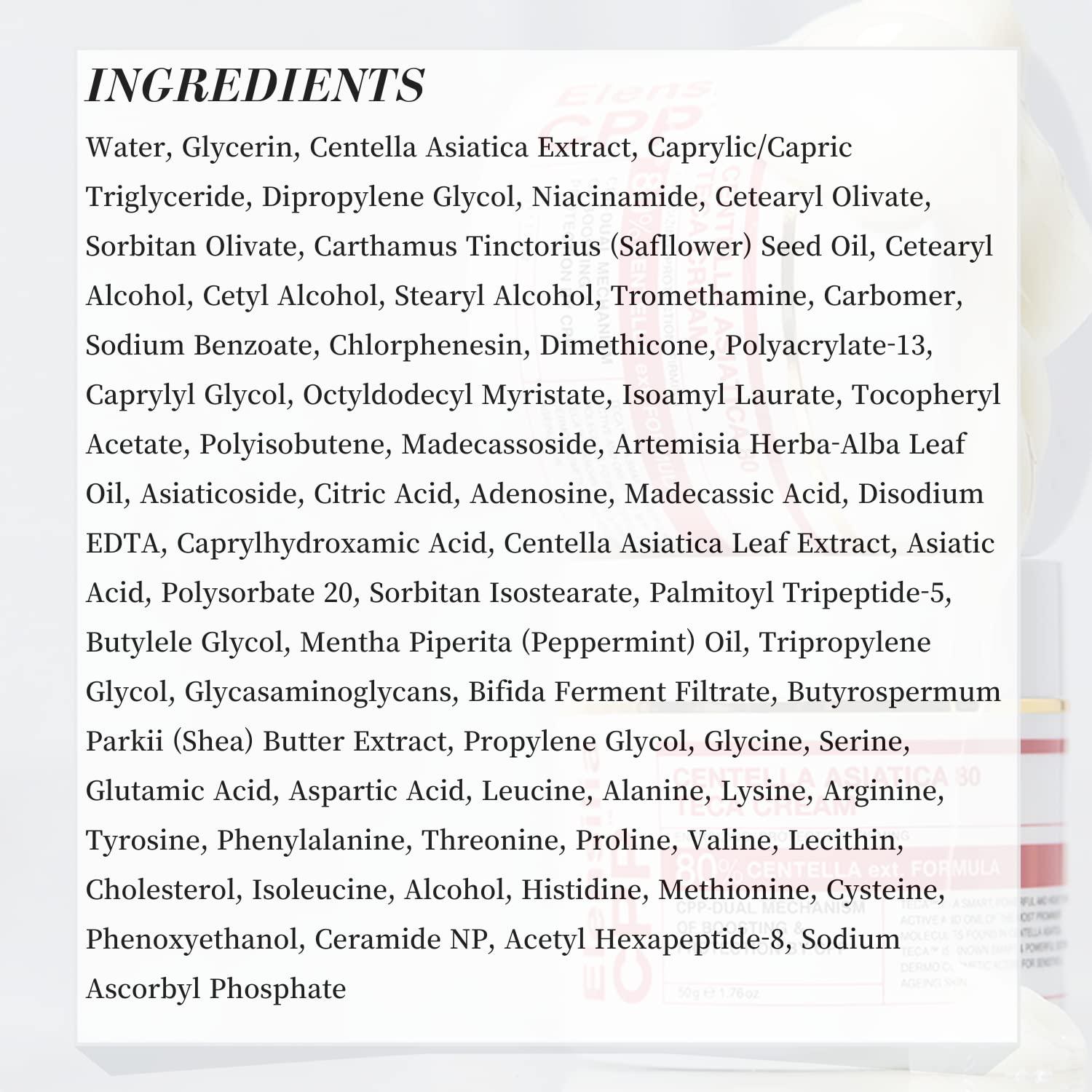 Crema Hidratante Intensiva Elensilia 80% Centella Asiática 50ml