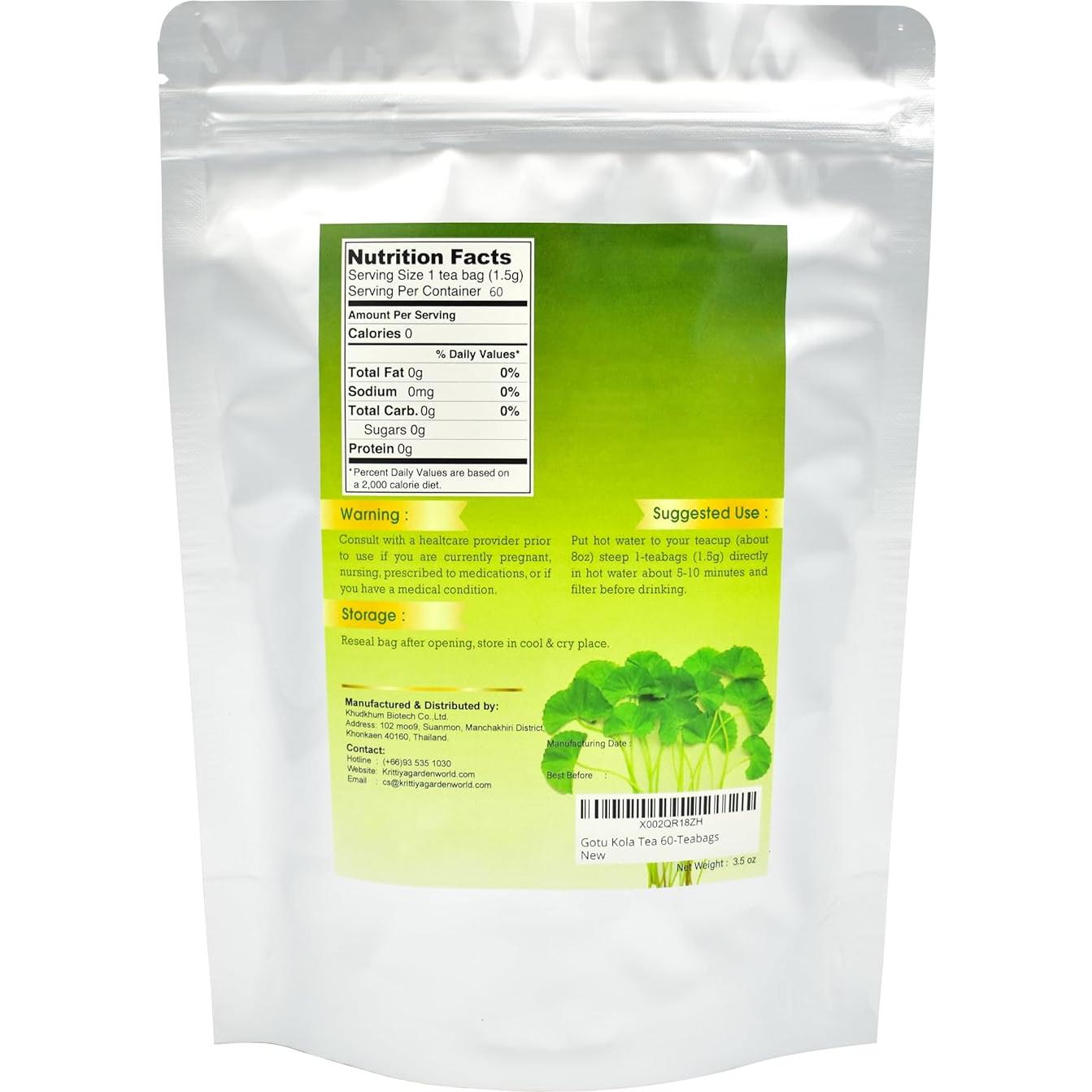 Té de Gotu Kola Krittiya Garden 60 Bolsitas 1.5g