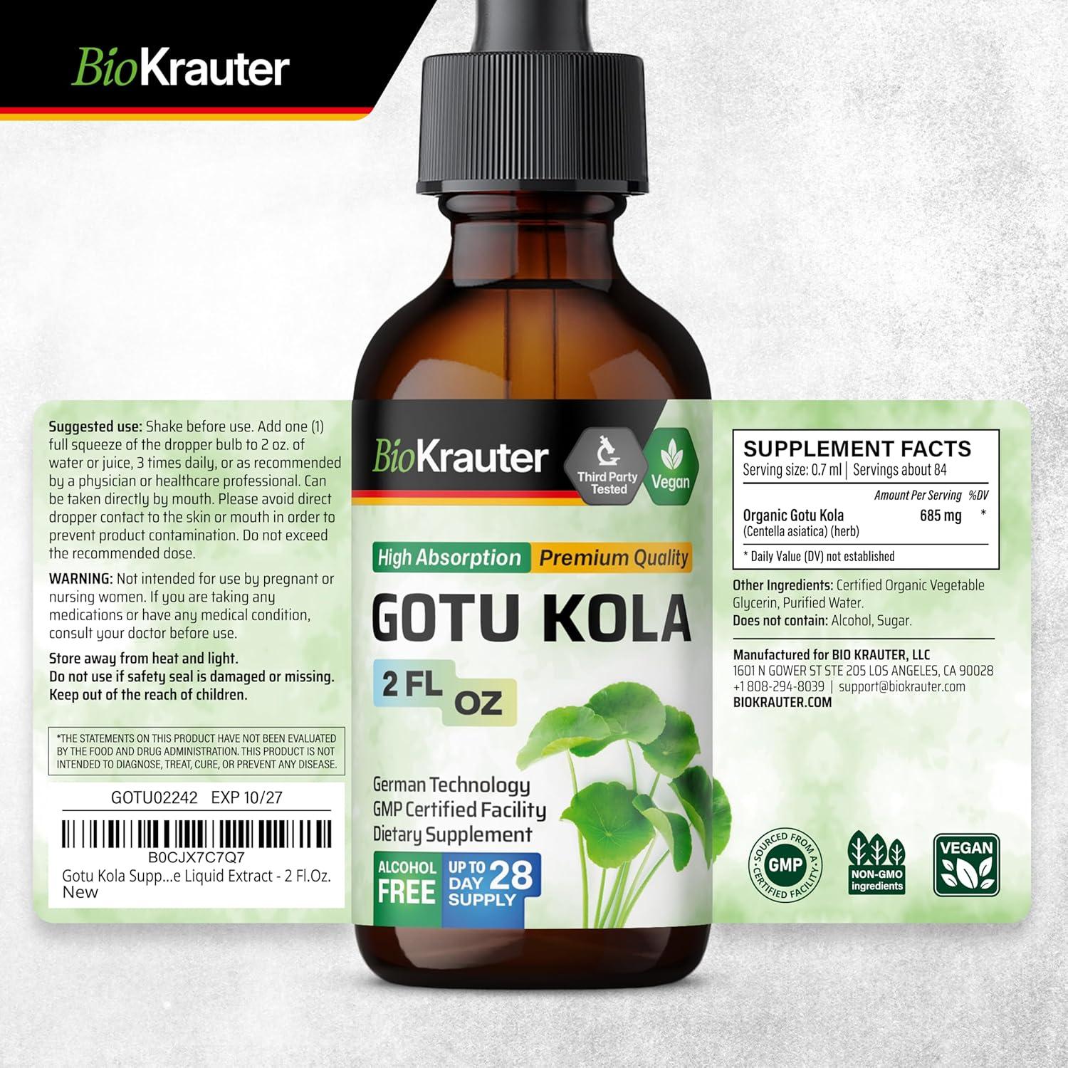 Tinte de Gotu Kola y Bacopa BioKrauter 59.15 ml Vegano