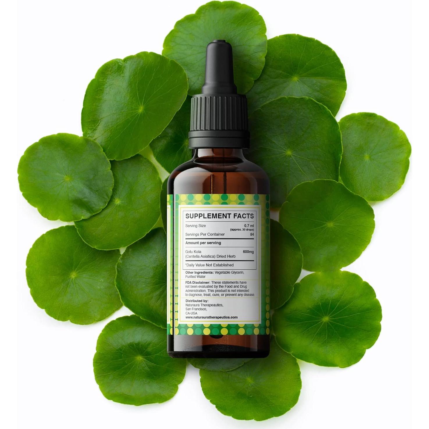 Tintura Orgánica de Gotu Kola Naturaura - 30 Gotas - Apoyo Cognitivo y Memoria