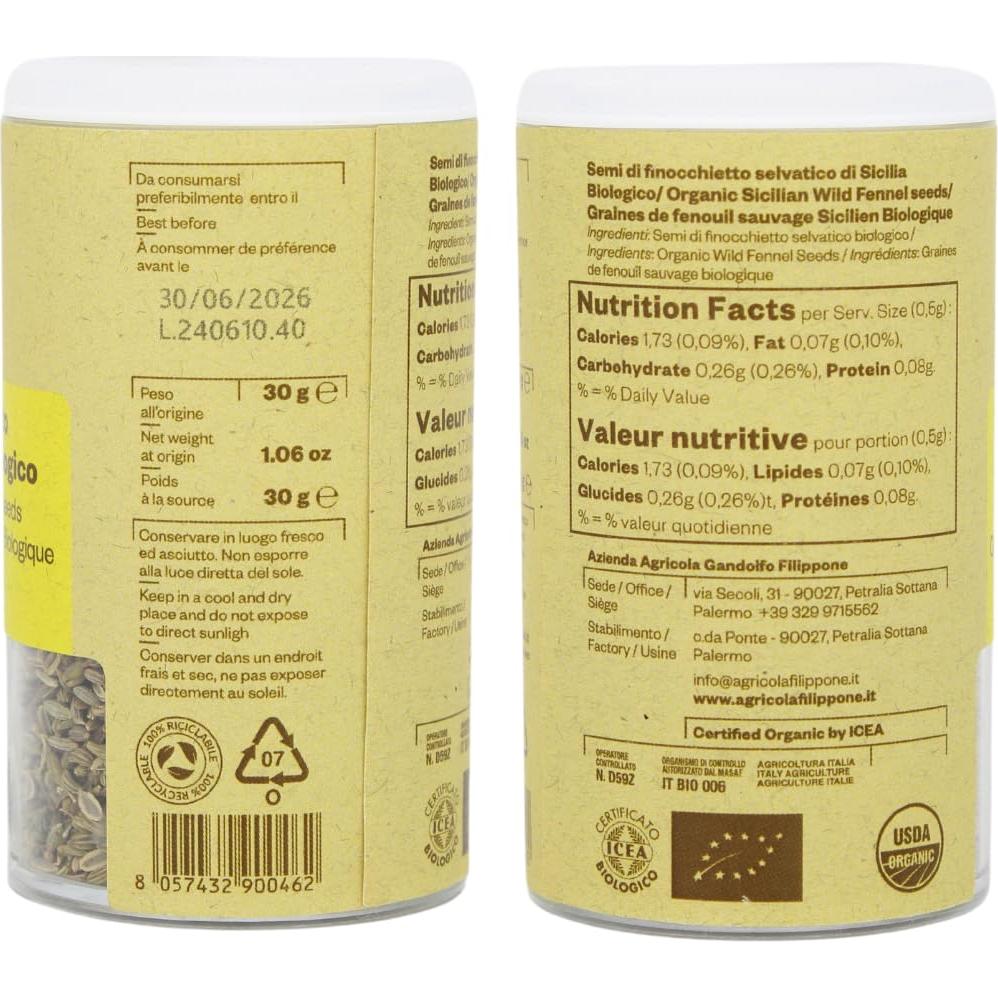 Semilla de Hinojo Orgánico Filippone 30 g - Anís Dulce Siciliano