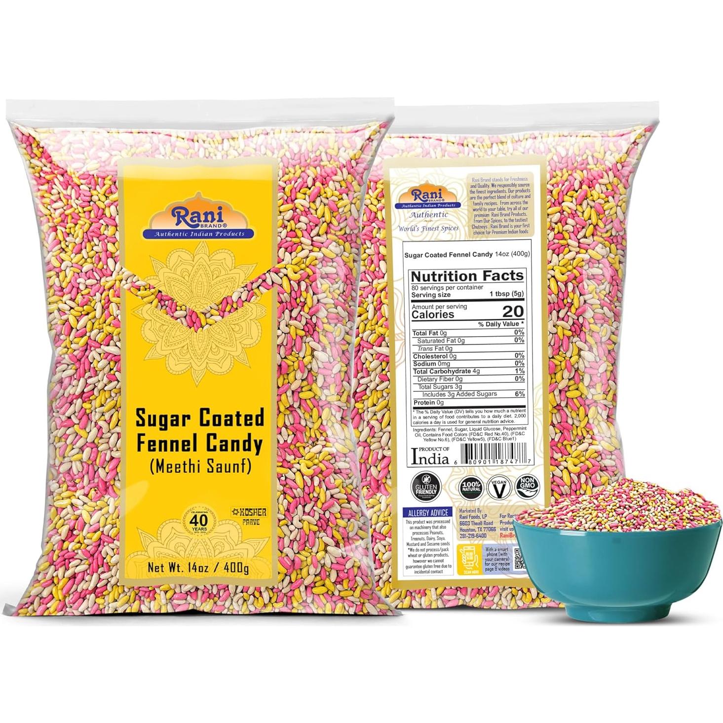 Caramelo de Hinojo Cubierto de Azúcar Rani 400g - Vegano y Kosher