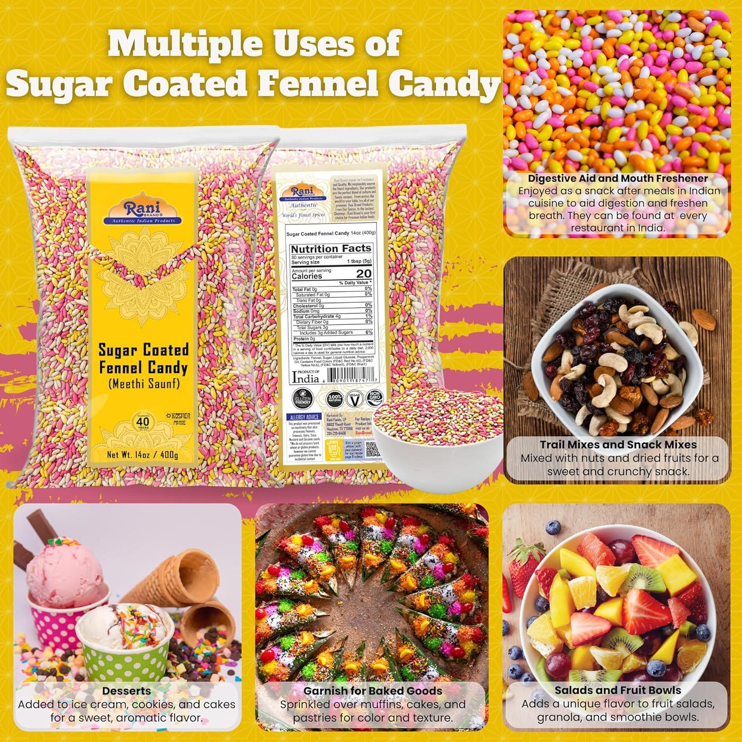 Caramelo de Hinojo Cubierto de Azúcar Rani 400g - Vegano y Kosher