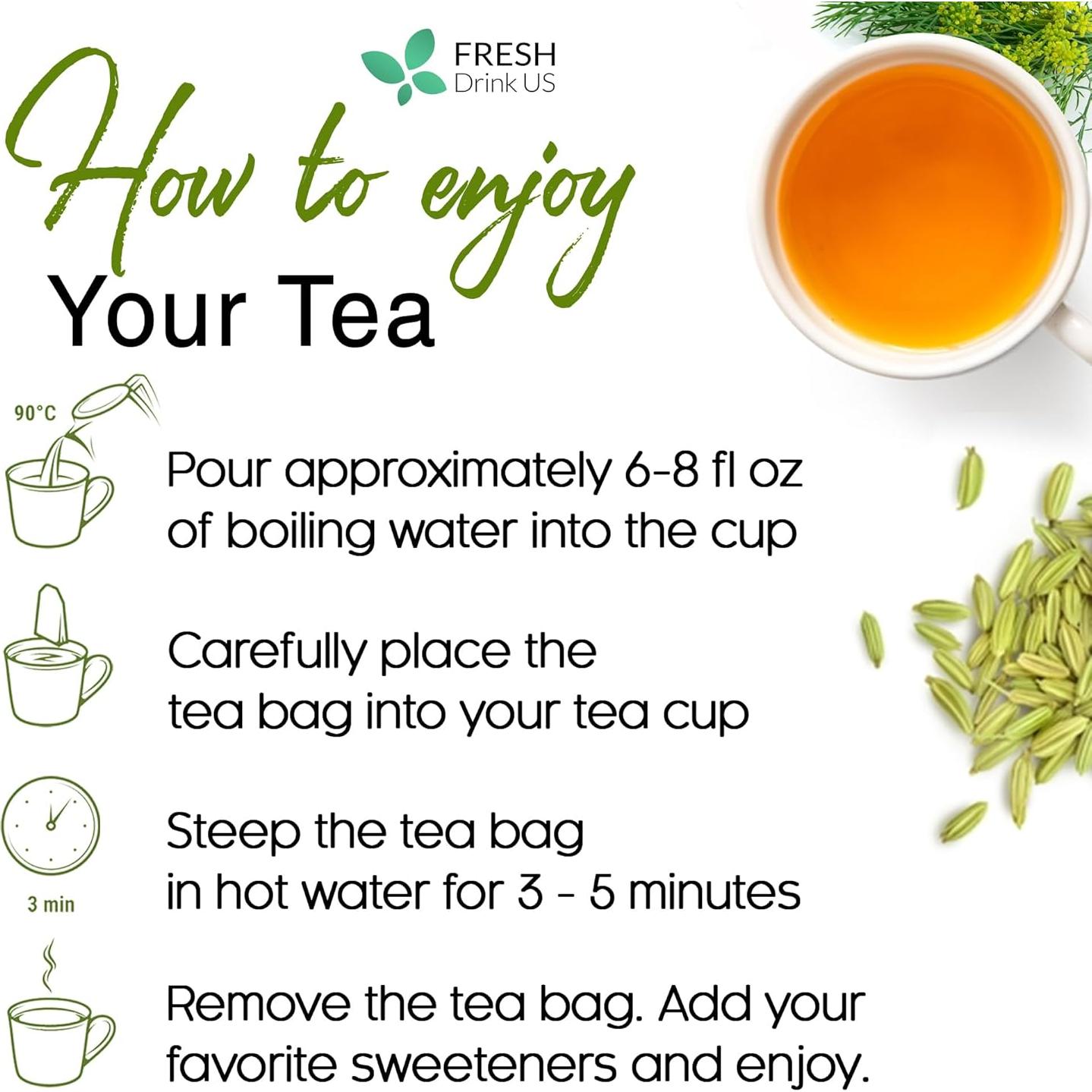 Té de Hinojo FreshDrinkUS 55 Bolsitas 100% Natural Sin Cafeína