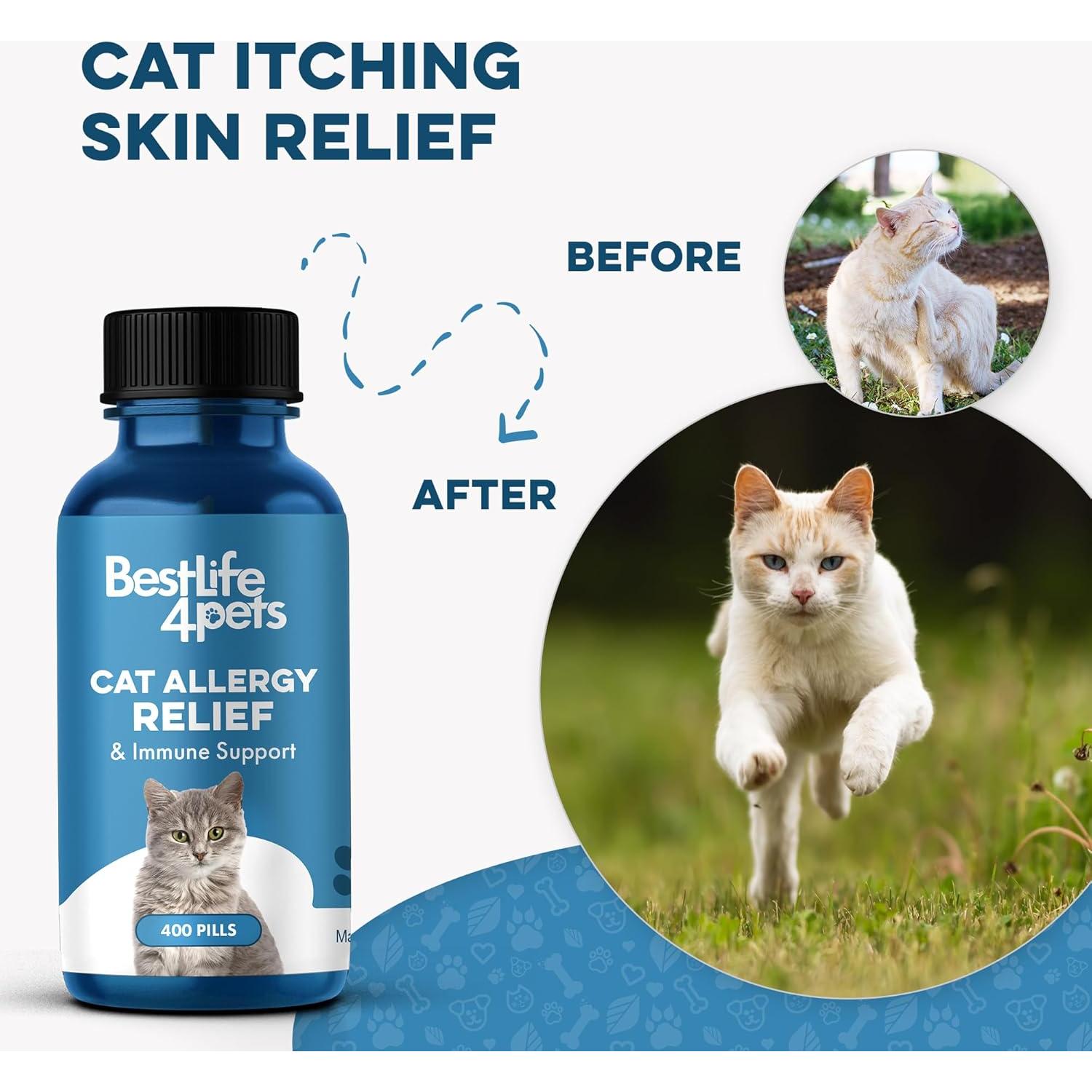Suplemento Natural para Gatos BestLife4Pets - Alivio Alergias y Soporte Inmunológico - 400 Pastillas