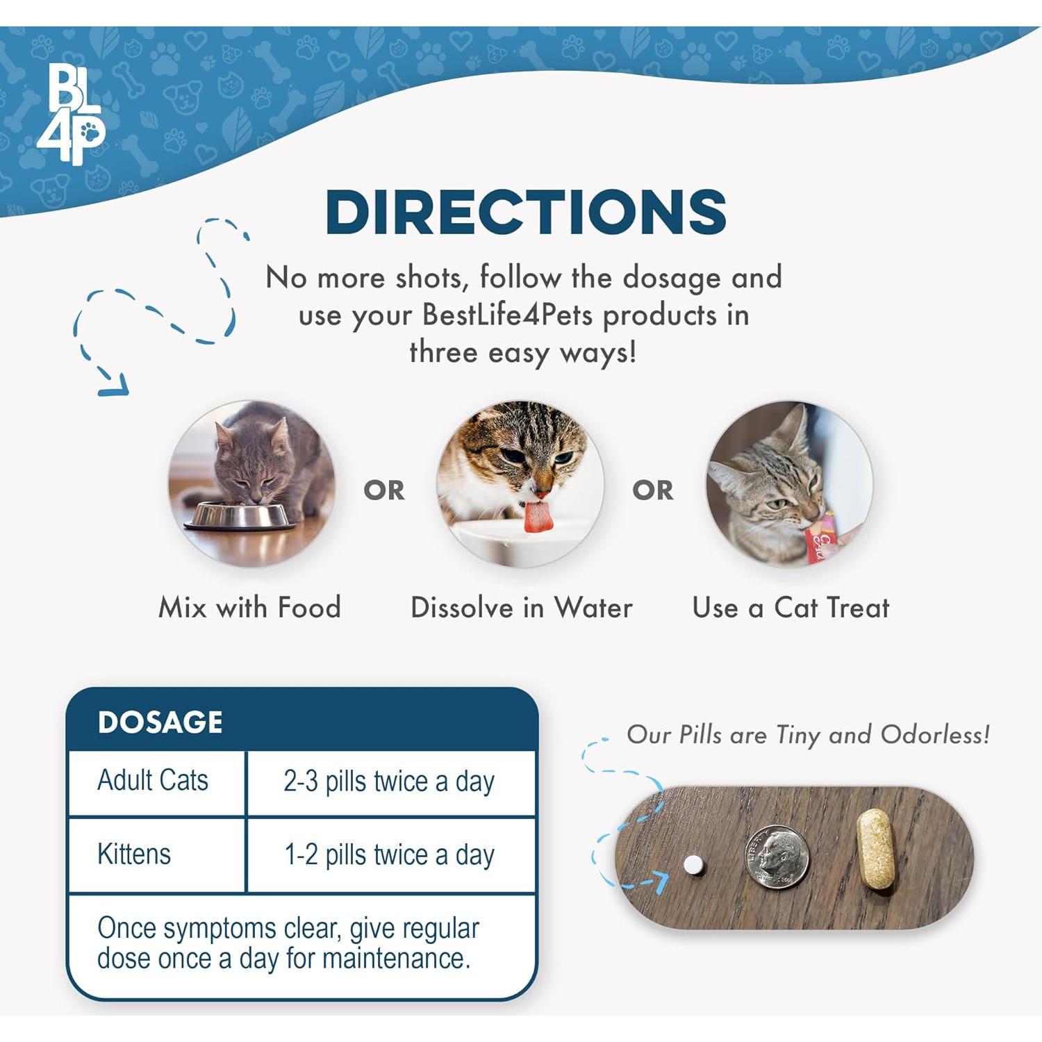 Suplemento Natural para Gatos BestLife4Pets - Alivio Alergias y Soporte Inmunológico - 400 Pastillas